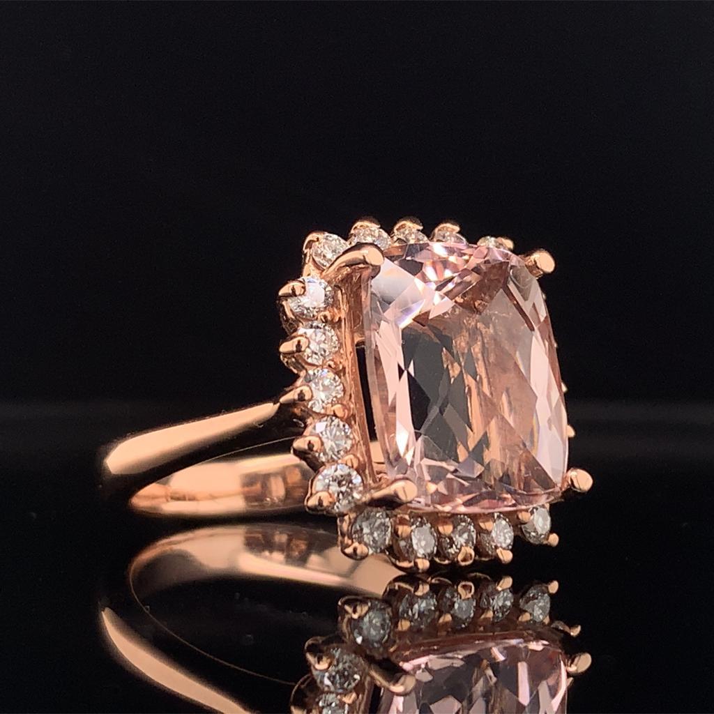 Tourmaline Rubellite Diamond Ring 14k Rose Gold 7.45 TCW Certified For Sale 1