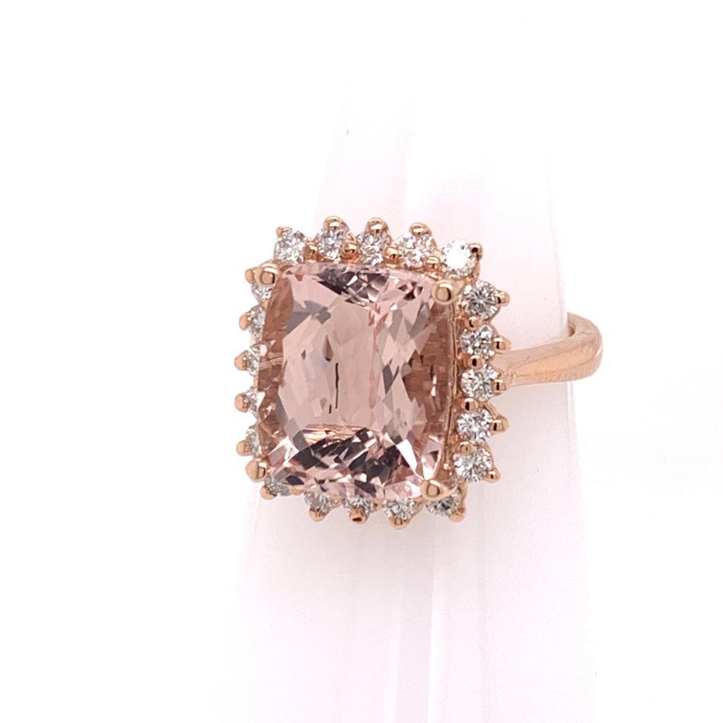 Tourmaline Rubellite Diamond Ring 14k Rose Gold 7.45 TCW Certified For Sale 2