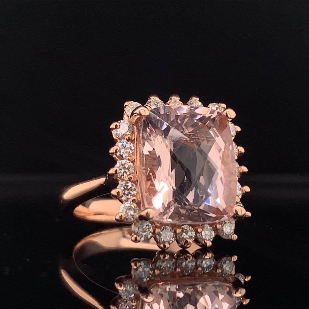 Tourmaline Rubellite Diamond Ring 14k Rose Gold 7.45 TCW Certified For Sale 3