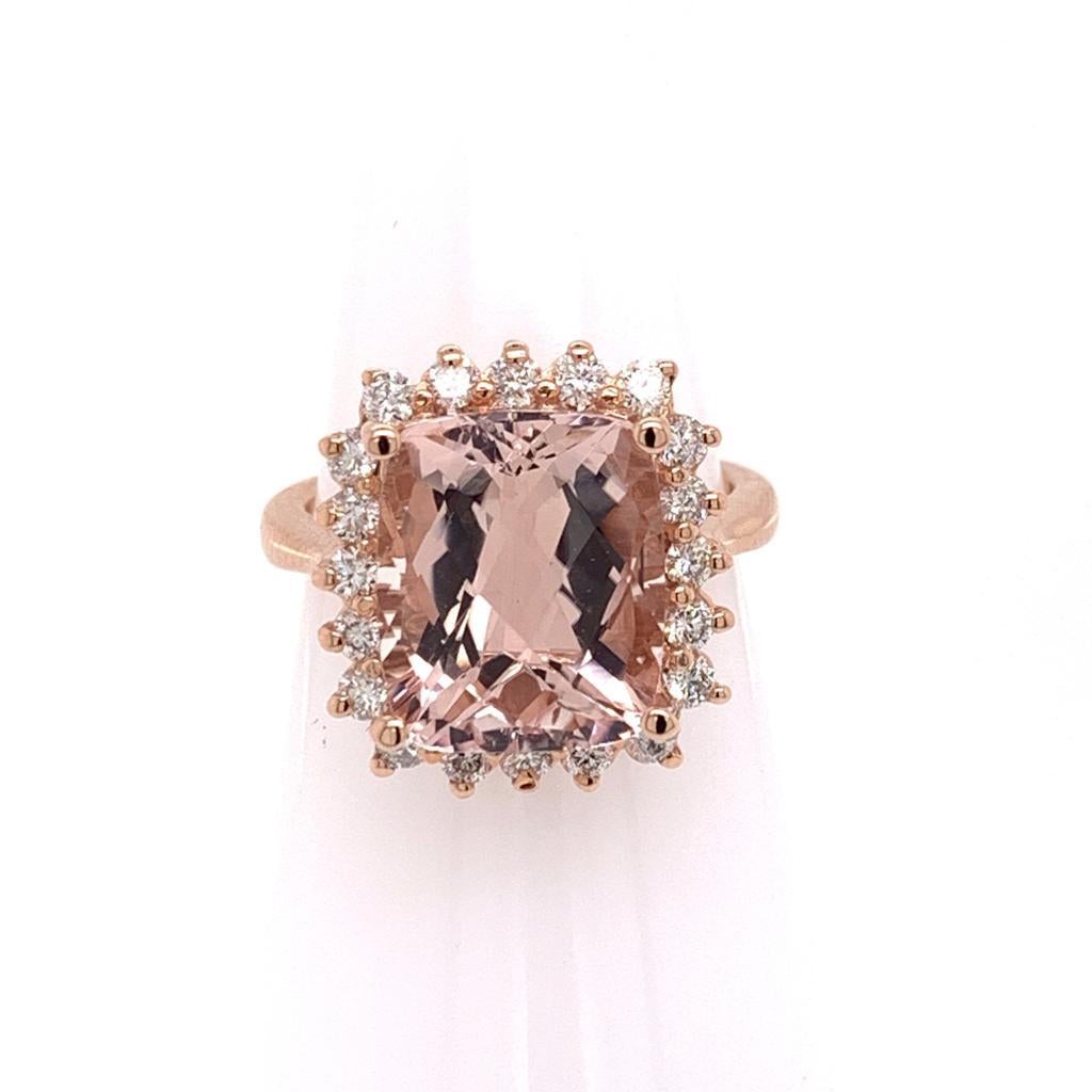 Tourmaline Rubellite Diamond Ring 14k Rose Gold 7.45 TCW Certified For Sale 4