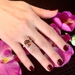 Tourmaline Rubellite Diamond Ring 14k Yellow Gold 7.45 TCW Certified