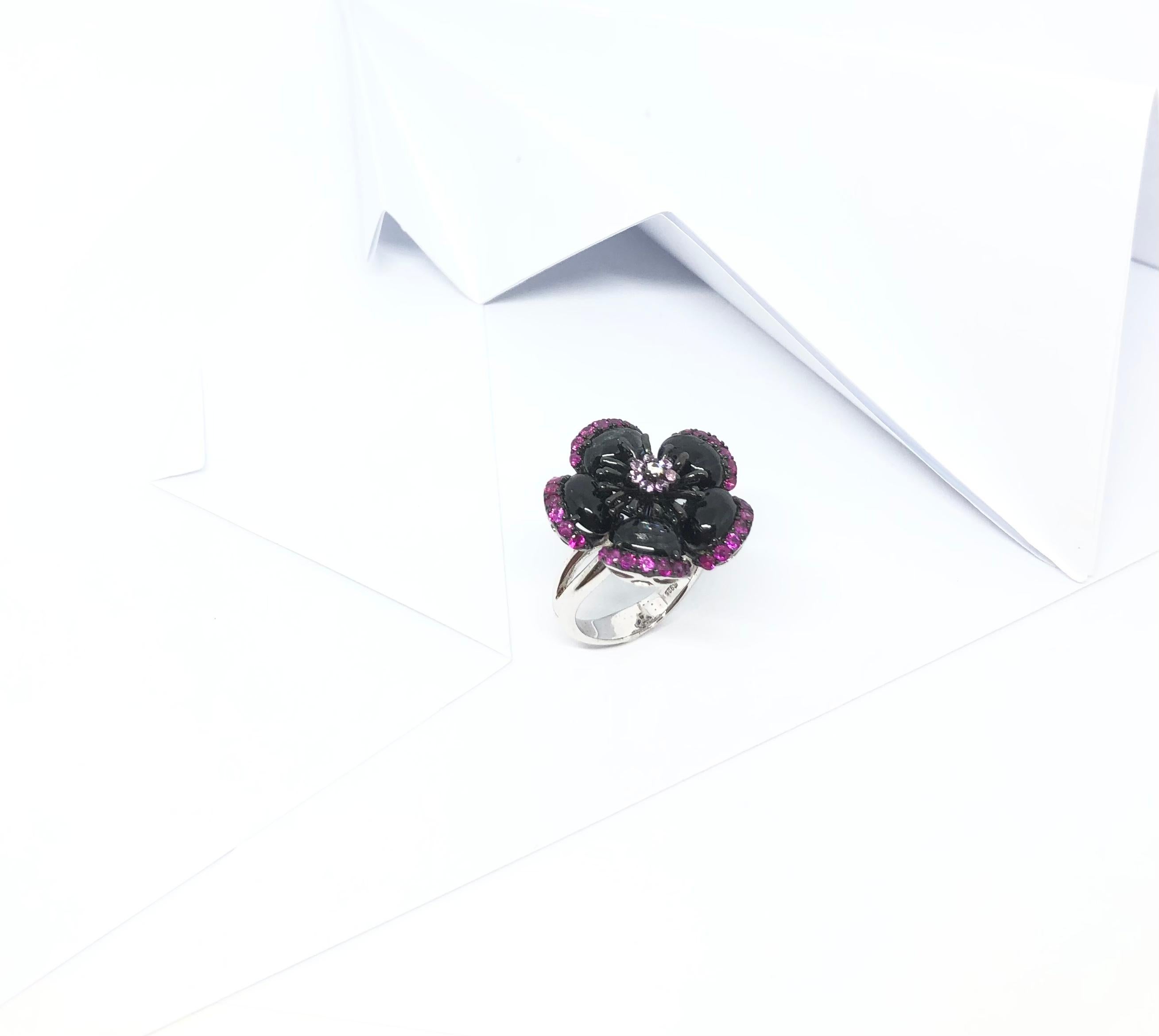 Tourmaline, Ruby and Pink Sapphire Ring set in Silver Settings For Sale 6