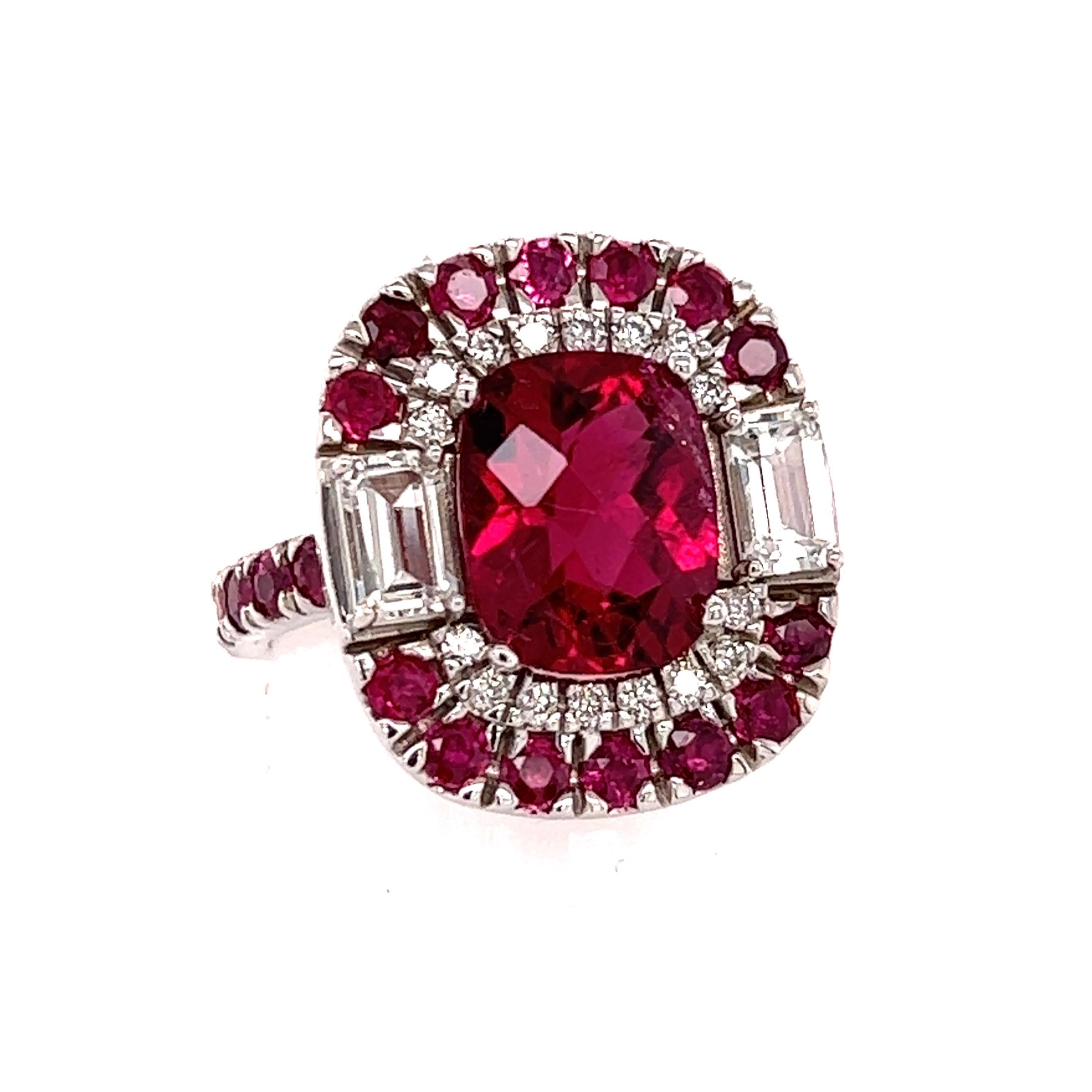 Tourmaline Ruby Sapphire Diamond Ring 14k Gold 5.1 TCW GIA Certified For Sale 4