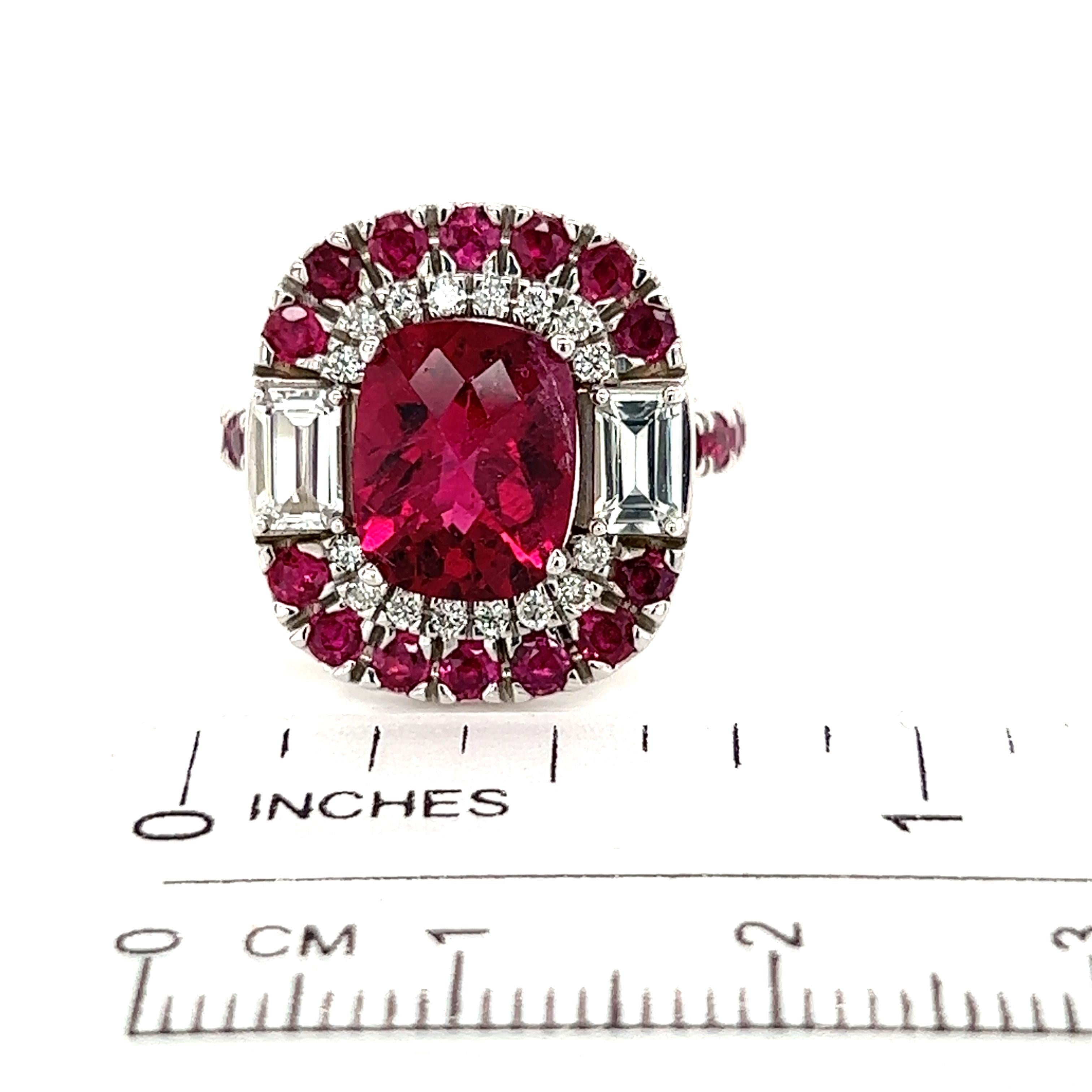 Tourmaline Ruby Sapphire Diamond Ring 14k Gold 5.1 TCW GIA Certified In New Condition For Sale In Brooklyn, NY