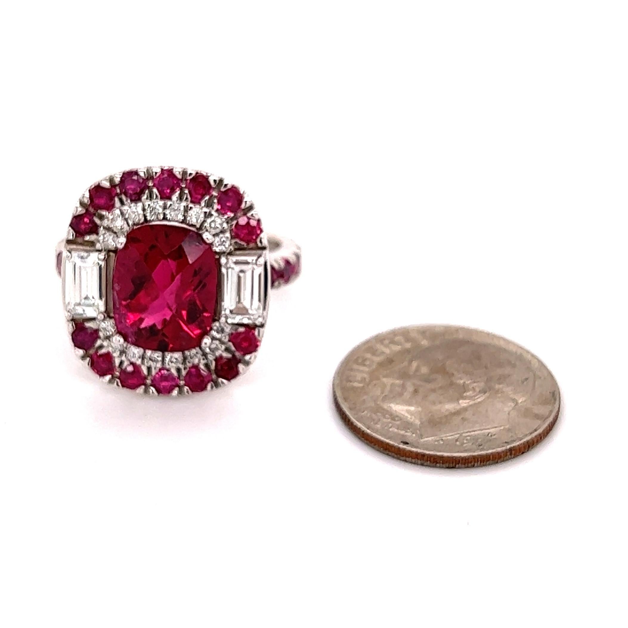 Tourmaline Ruby Sapphire Diamond Ring 14k Gold 5.1 TCW GIA Certified For Sale 1