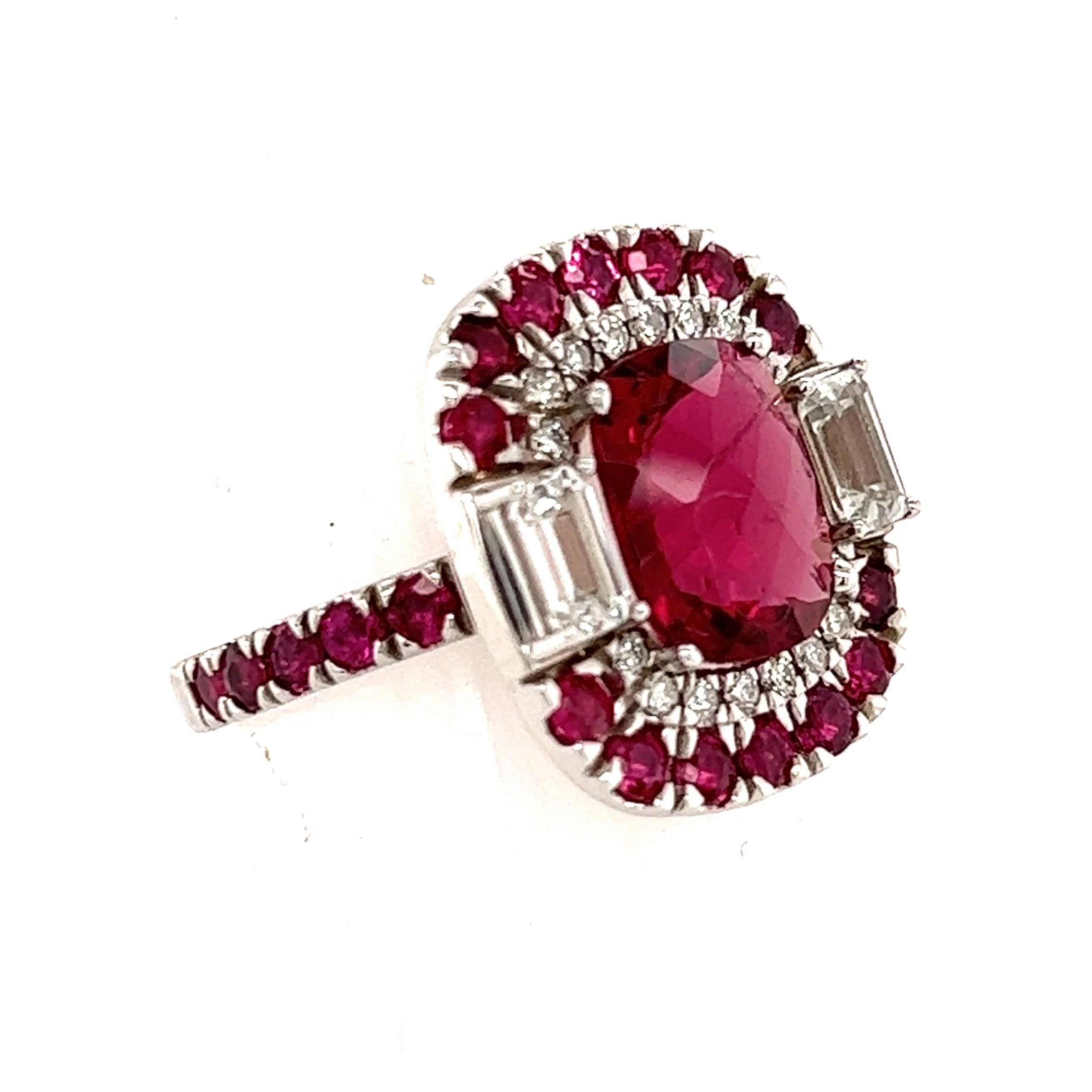 Tourmaline Ruby Sapphire Diamond Ring 14k Gold 5.1 TCW GIA Certified For Sale 2
