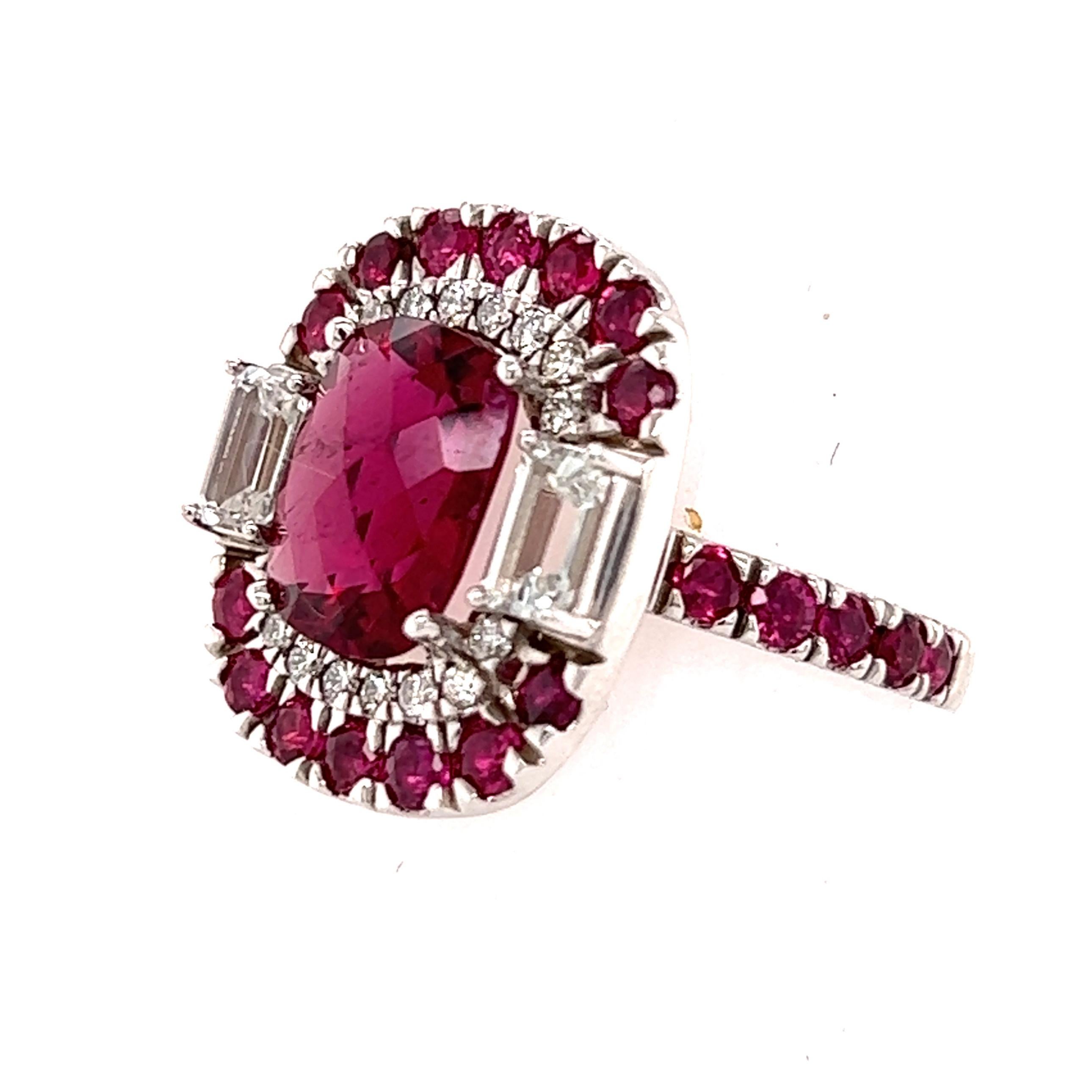 Tourmaline Ruby Sapphire Diamond Ring 14k Gold 5.1 TCW GIA Certified For Sale 3