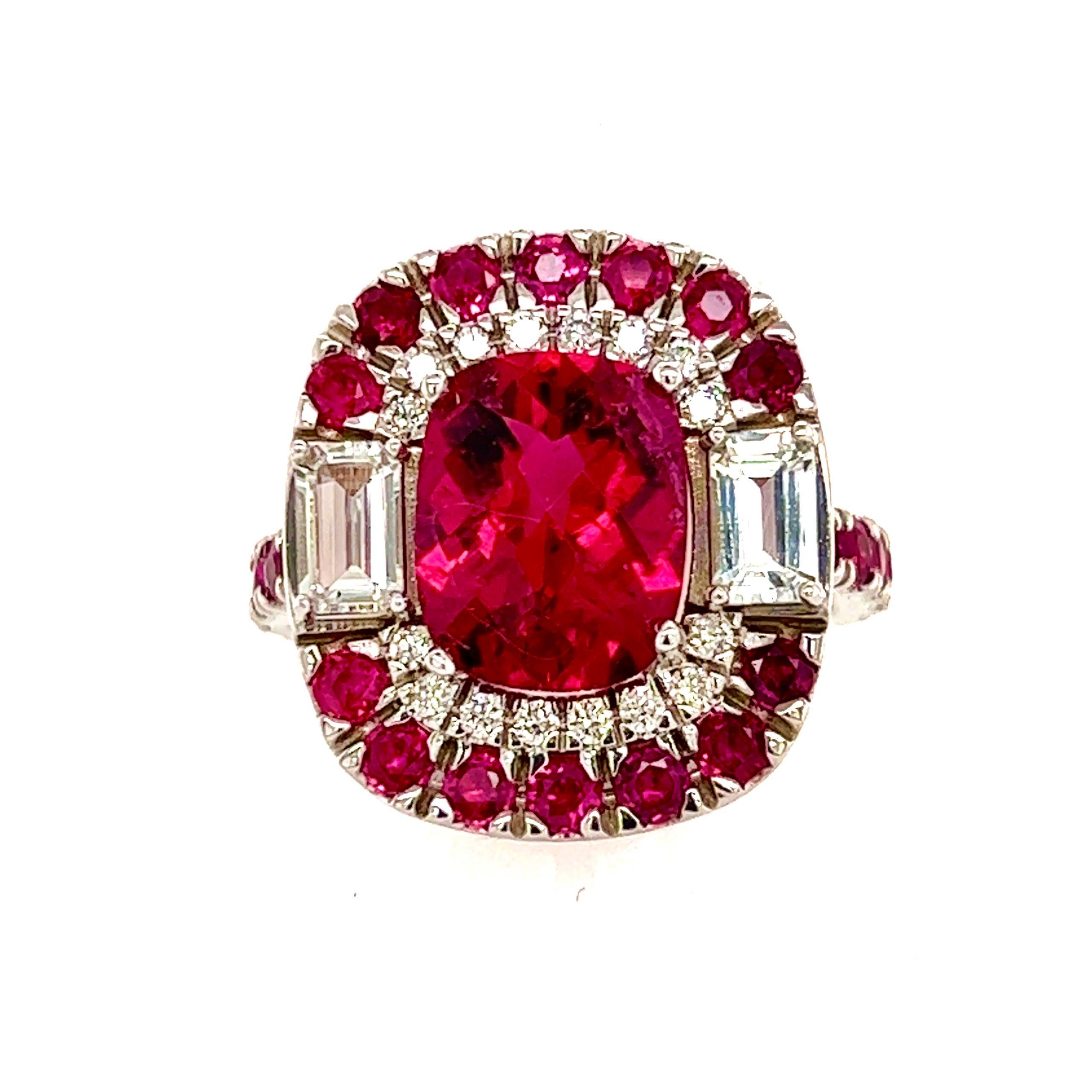 Ring 14k Gold 5.1 TCW GIA zertifizierter Turmalin Rubin Saphir Diamant 5