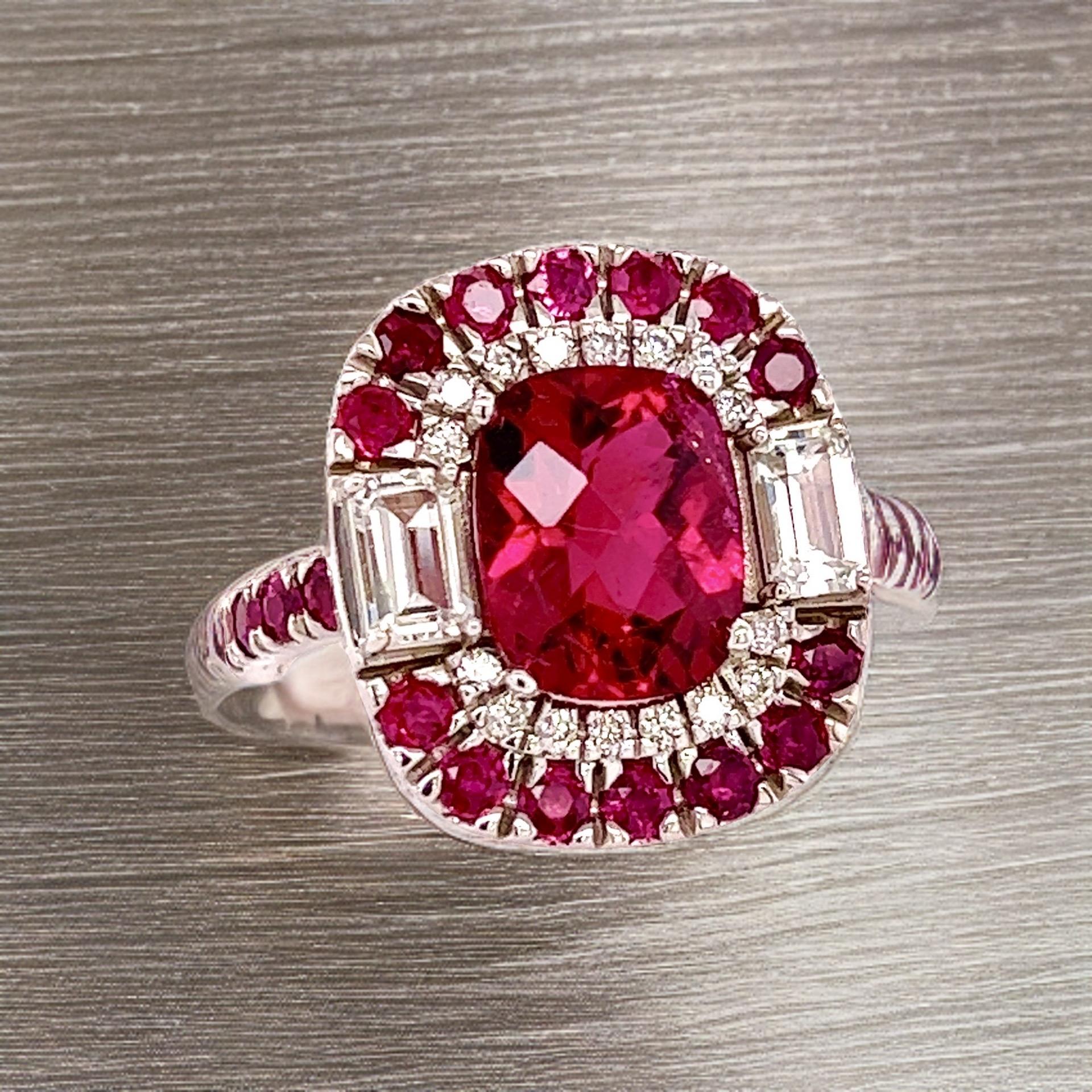 Ring 14k Gold 5.1 TCW GIA zertifizierter Turmalin Rubin Saphir Diamant 6