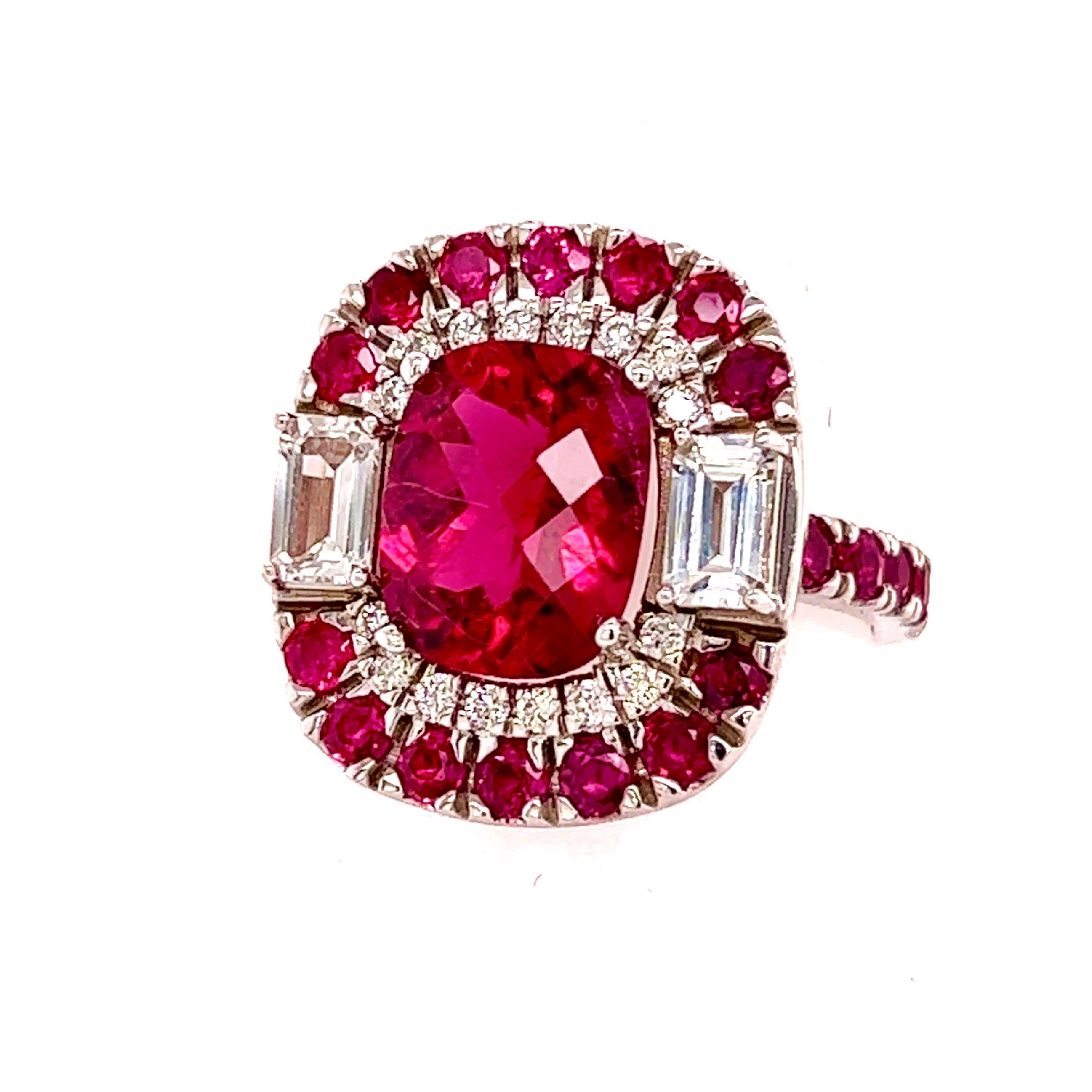 Ring 14k Gold 5.1 TCW GIA zertifizierter Turmalin Rubin Saphir Diamant im Zustand „Neu“ in Brooklyn, NY