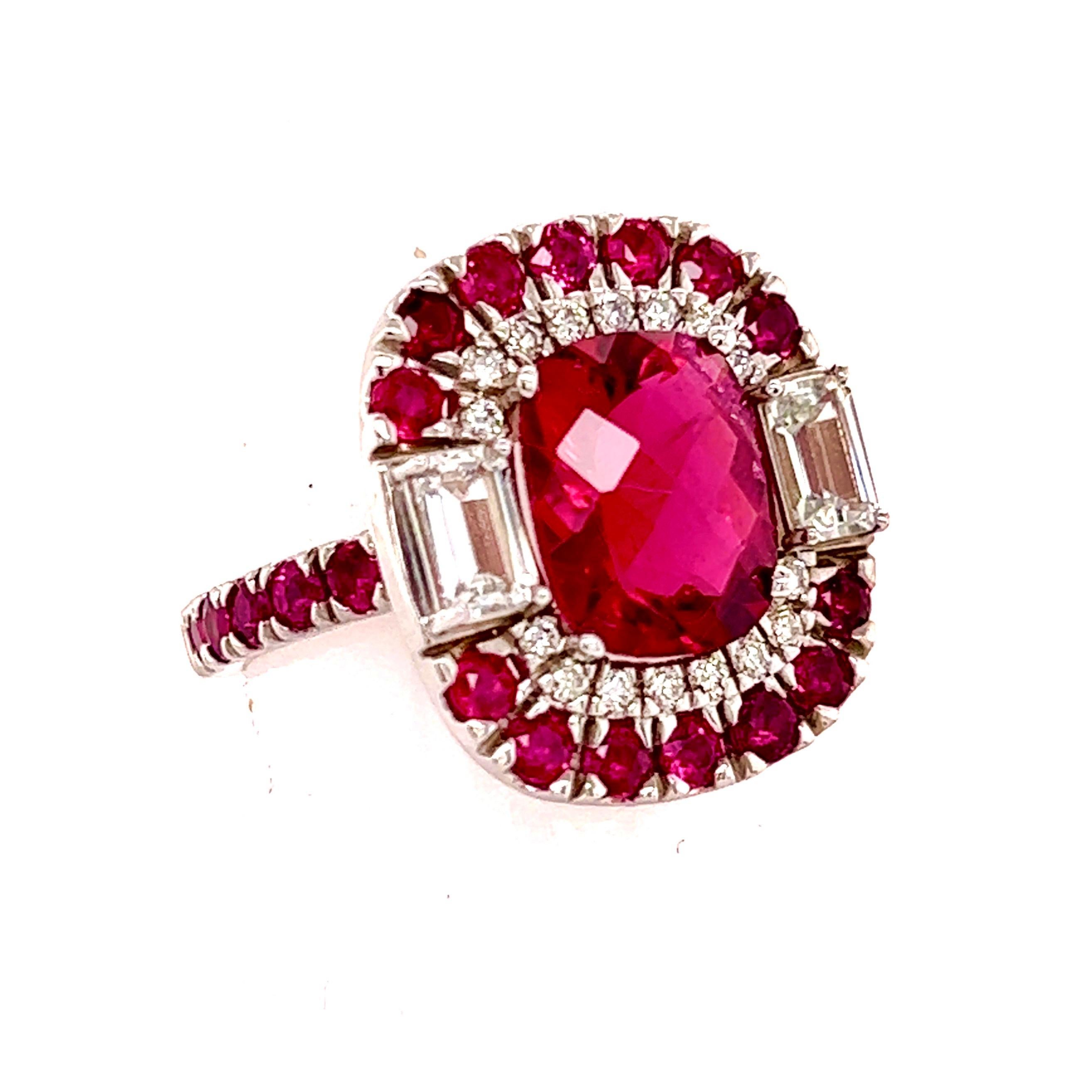 Ring 14k Gold 5.1 TCW GIA zertifizierter Turmalin Rubin Saphir Diamant 1