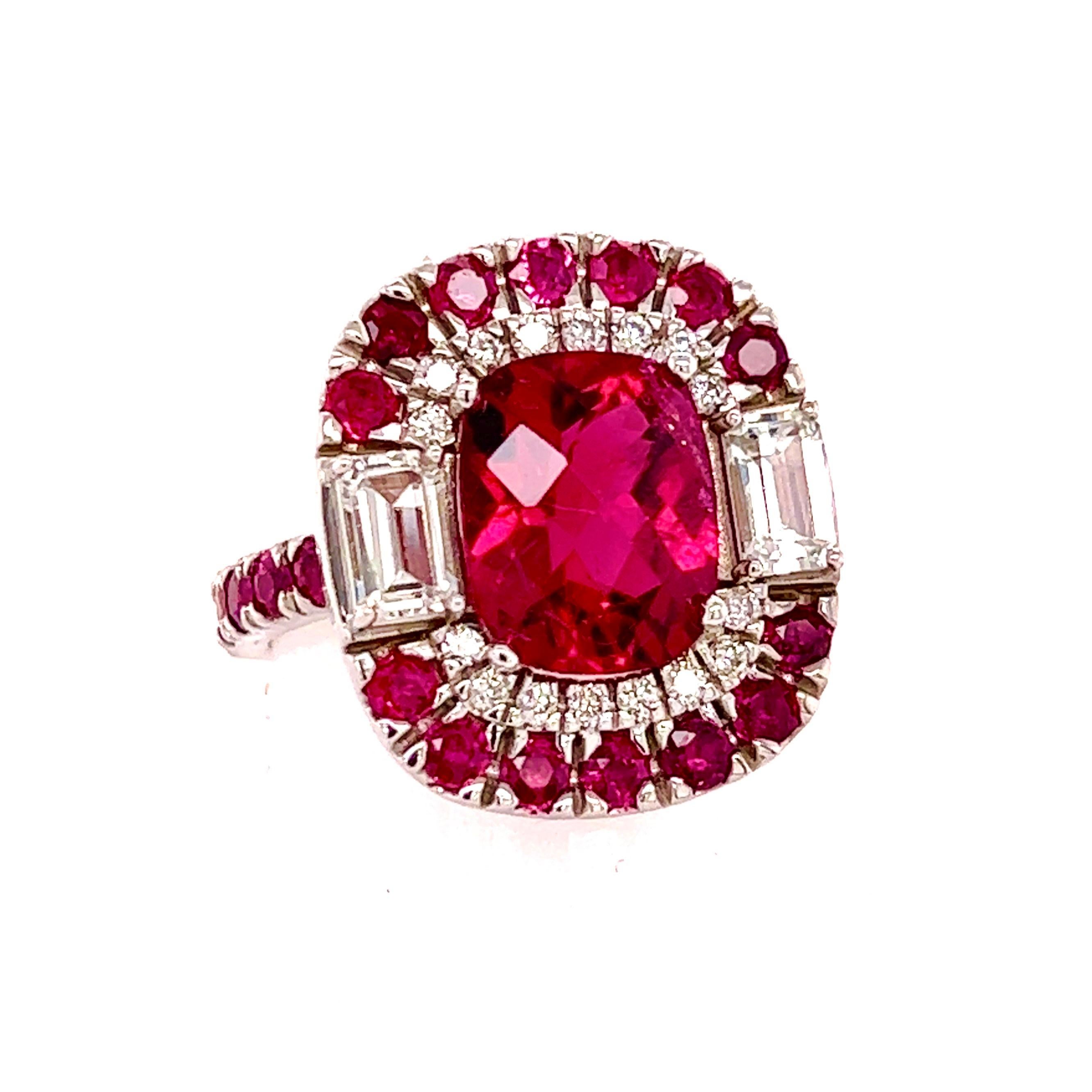 Ring 14k Gold 5.1 TCW GIA zertifizierter Turmalin Rubin Saphir Diamant 2