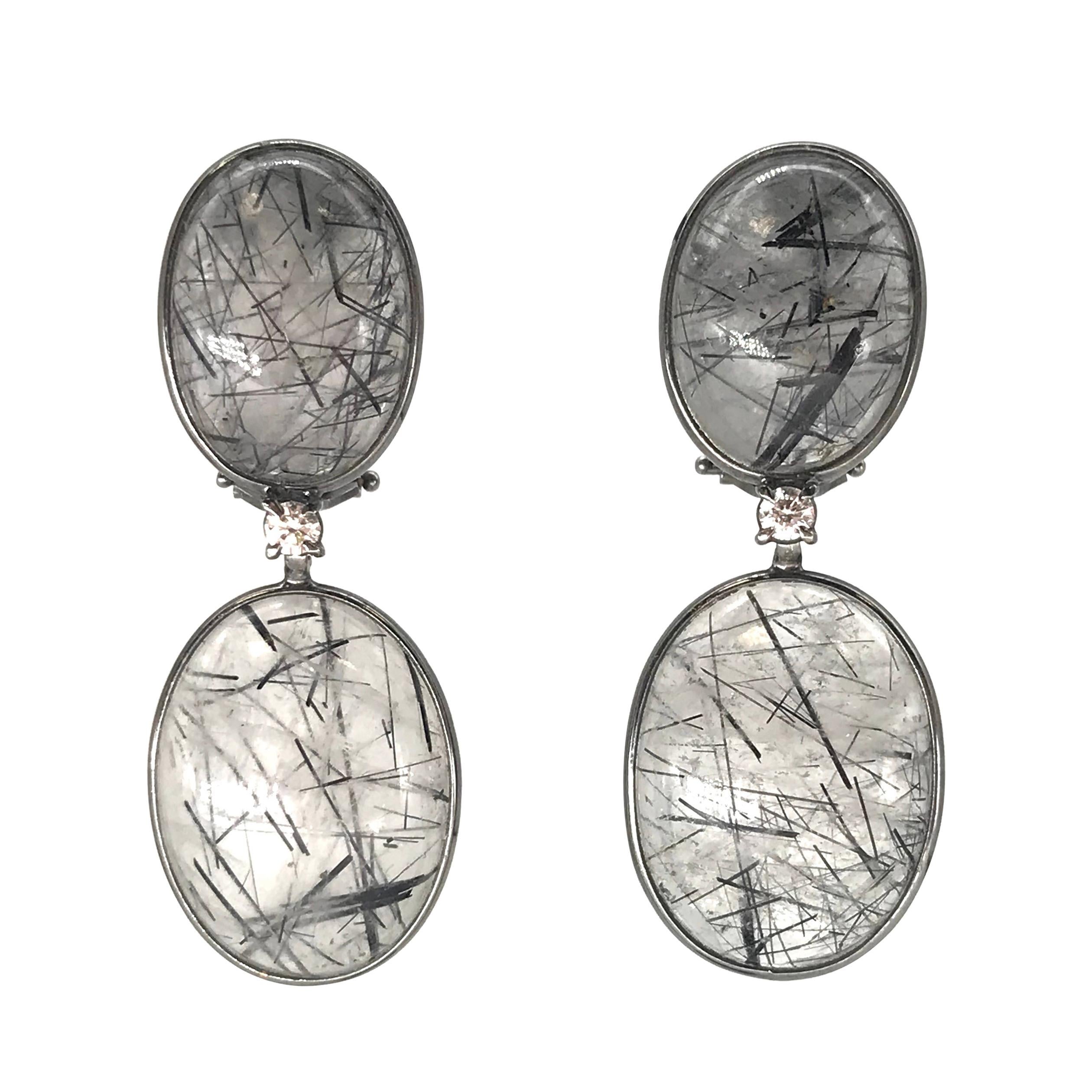 Rutilated Topaz Quartz and Gold Chandelier Earrings at 1stDibs