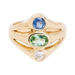 Tourmaline, Sapphire and Diamond Ring