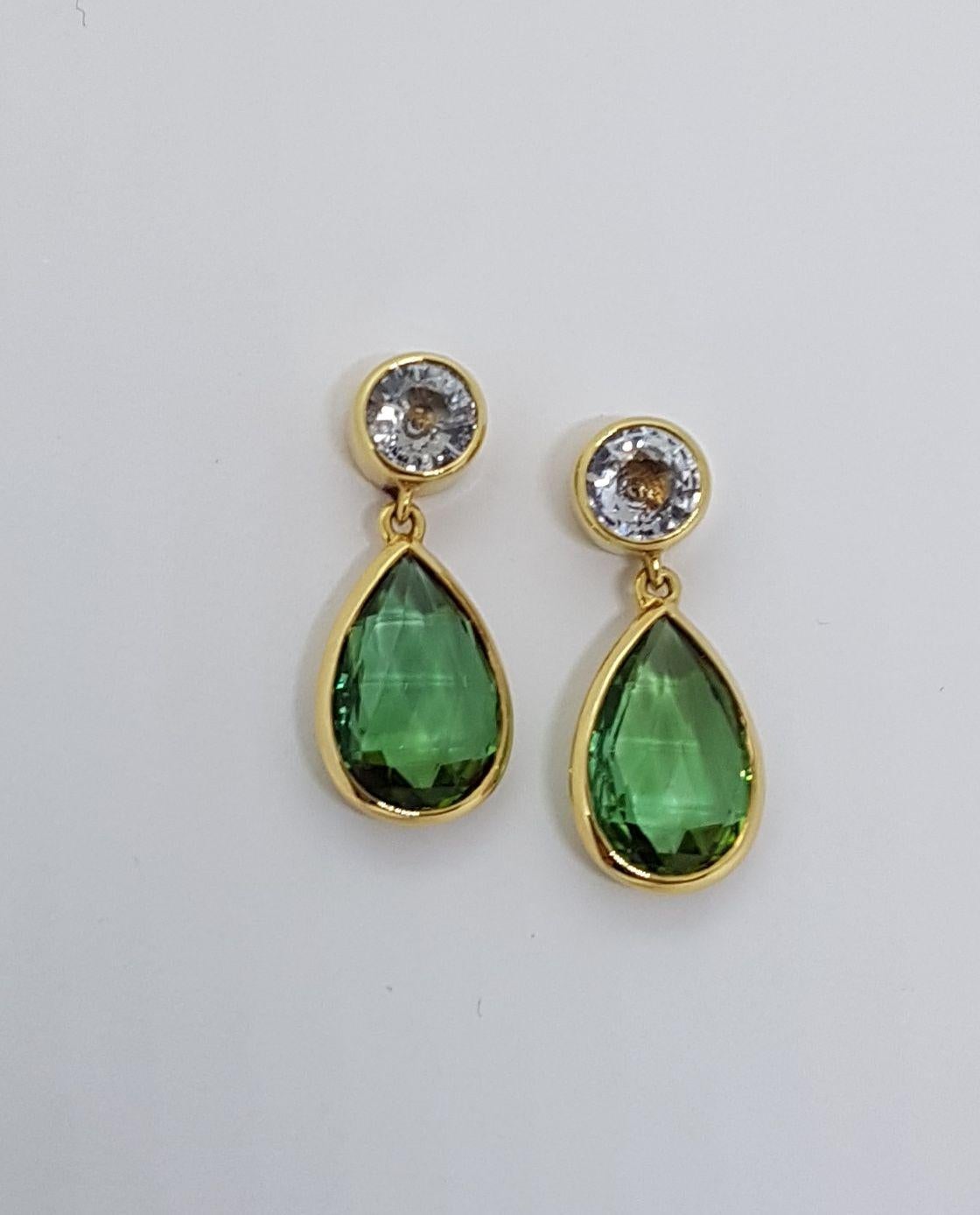 Modern Tourmaline Sapphire Gold Earrings Wagner Collection