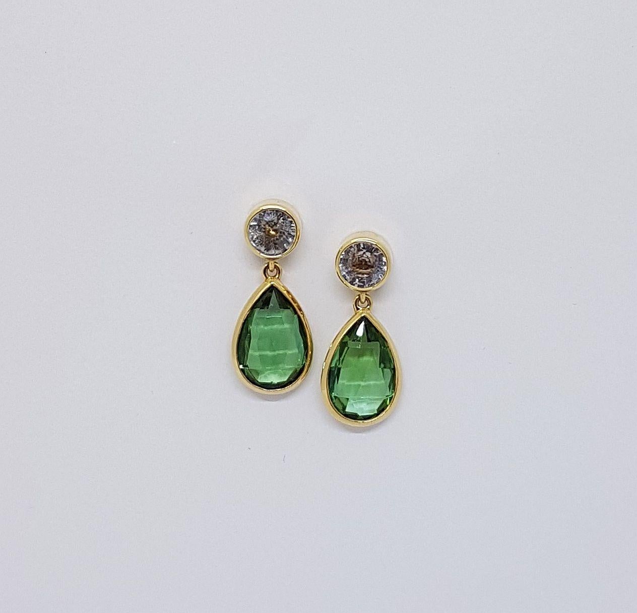 Tourmaline Sapphire Gold Earrings Wagner Collection 1
