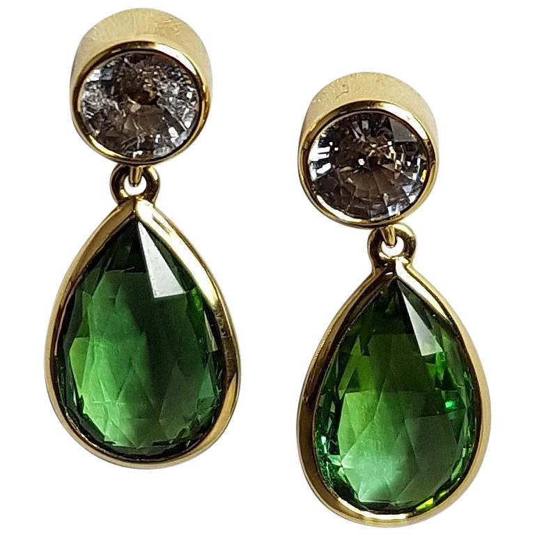 Tourmaline Sapphire Gold Earrings Wagner Collection