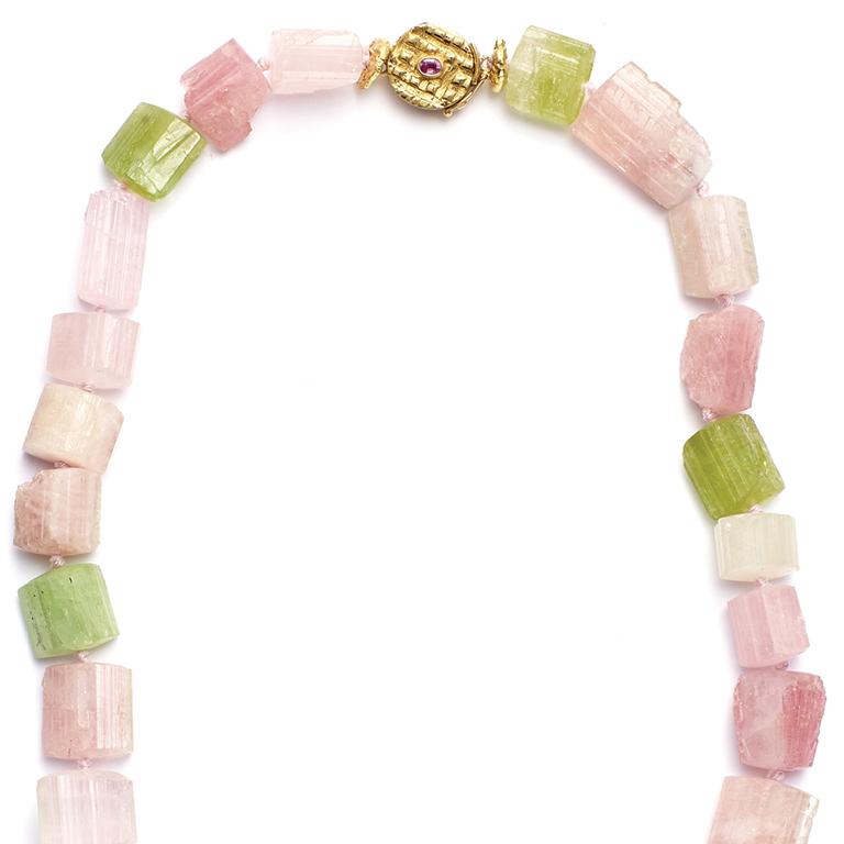Susan Lister Locke Watermelon Tourmaline and Pink Sapphire Butterfly Necklace For Sale 3