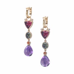 Tourmaline and Sapphire Juicyfruit Drop Earrings