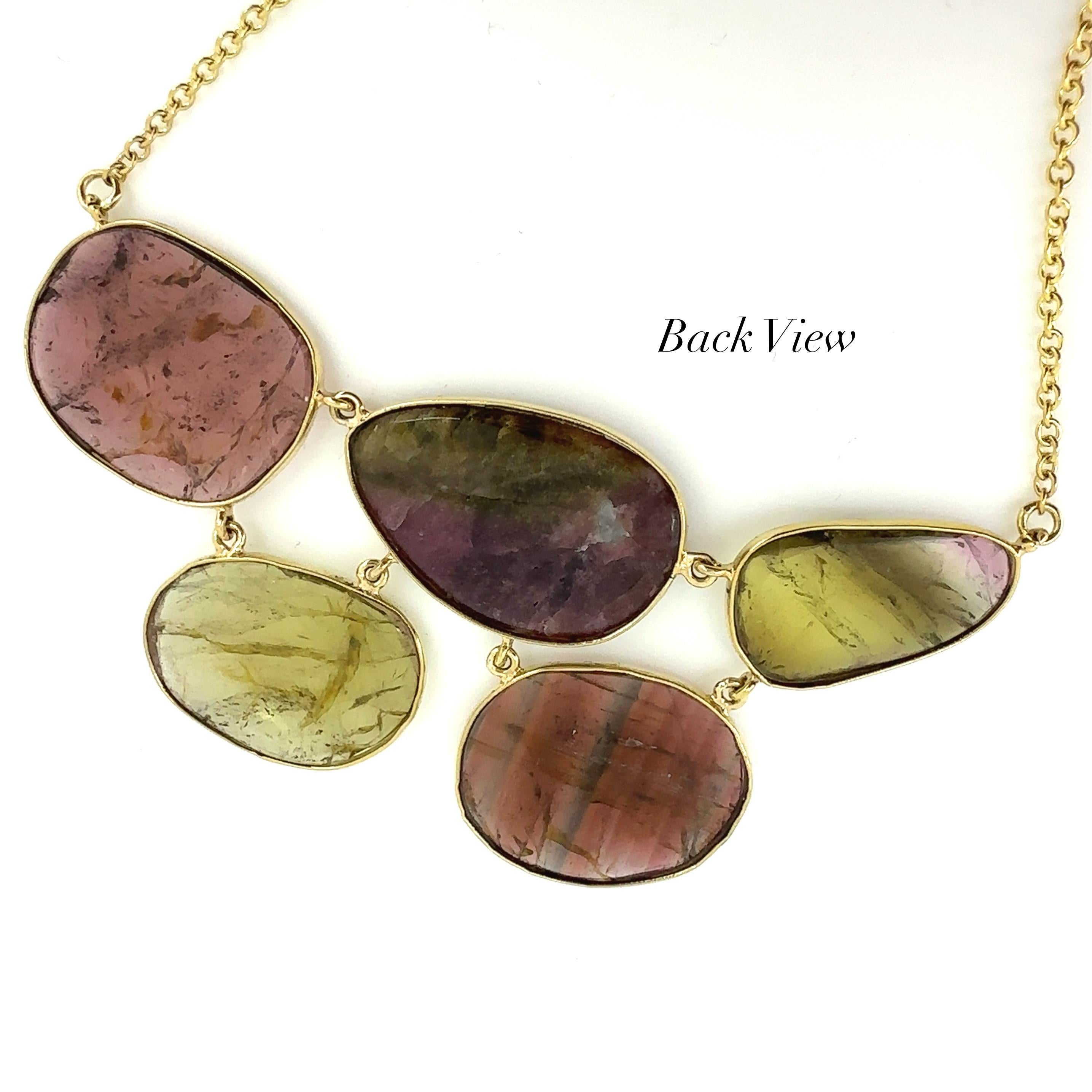 Eytan Brandes Collier « Cobblestone » en or 14 carats avec tranches de tourmaline en vente 6