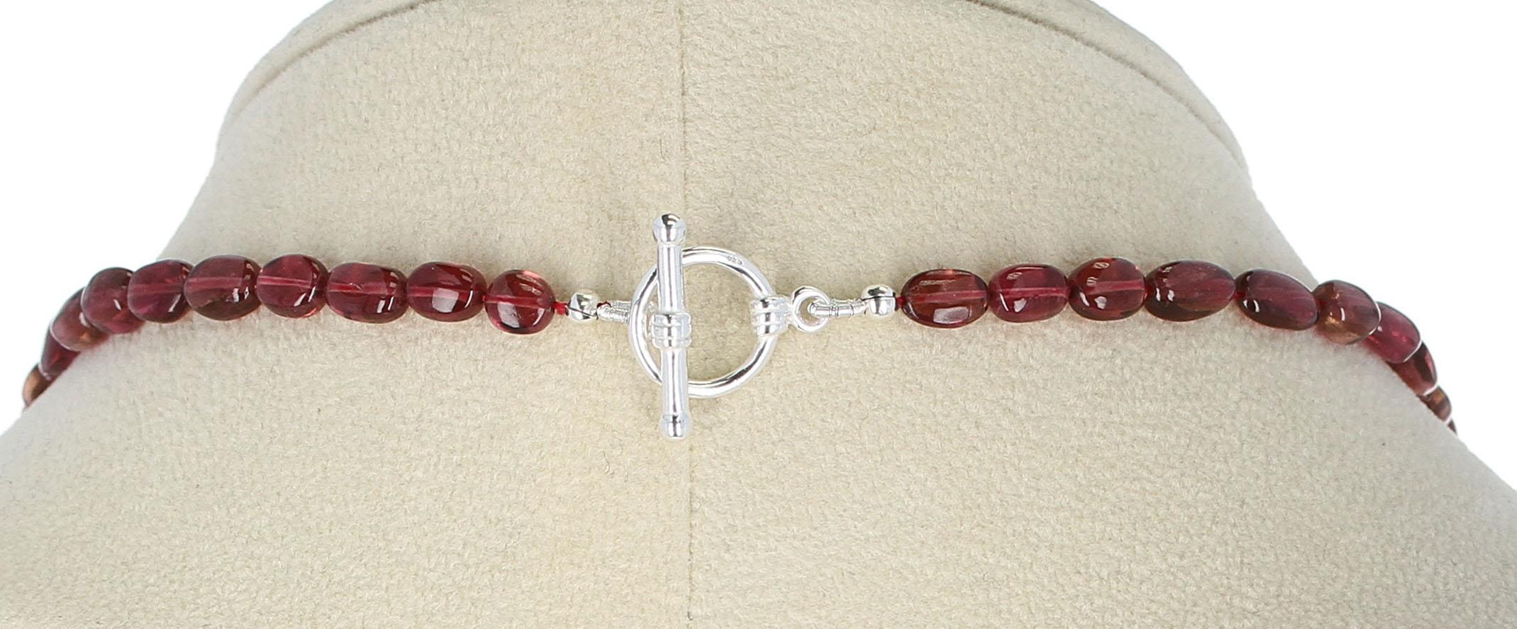 Turmalin Glatt getrommelte Perlen Halskette, Toggle-Verschluss für Damen oder Herren im Angebot