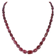 Tourmaline Smooth Tumbled Beads Necklace, Toggle Clasp