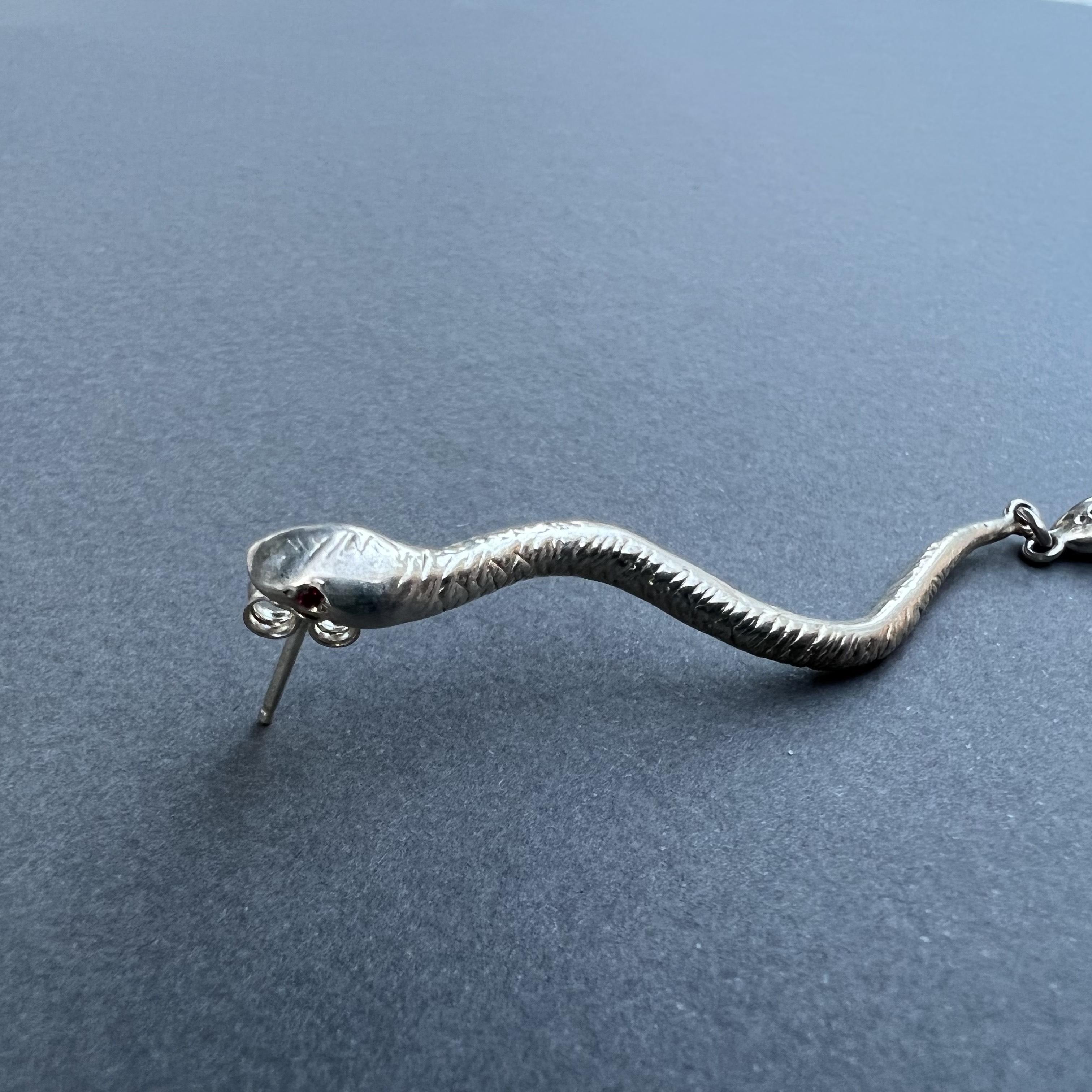 Women's Tourmaline Snake Earring Sterling Silver Dangling Statement J Dauphin For Sale