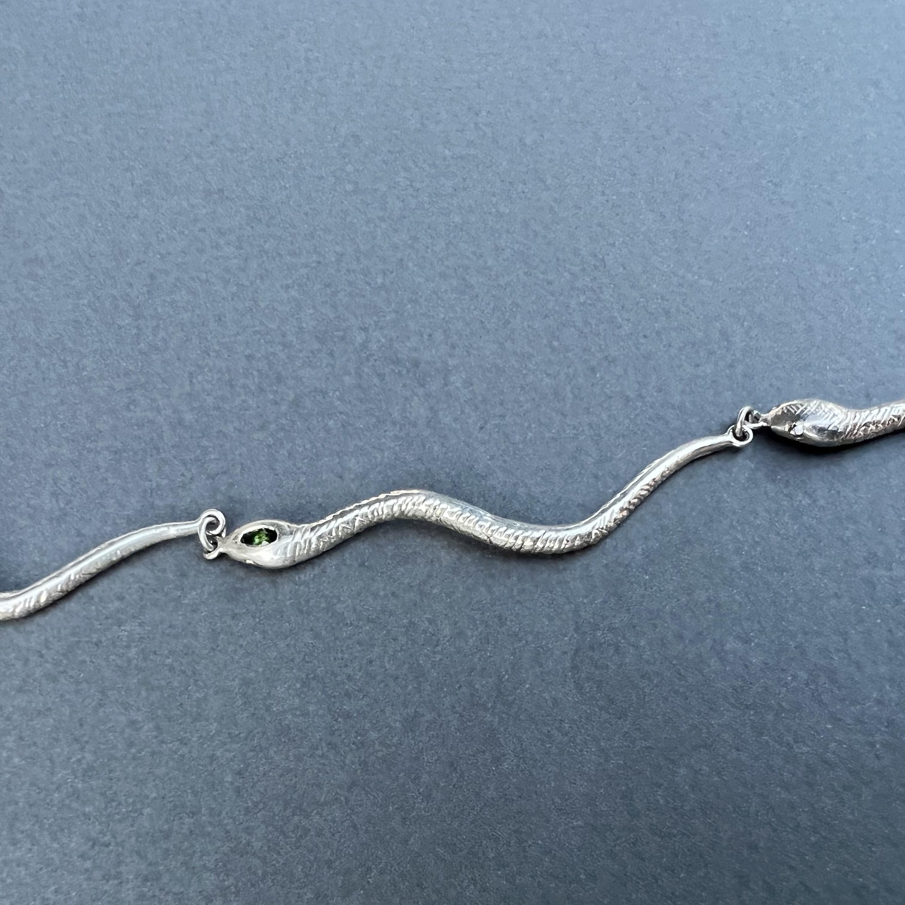 Tourmaline Snake Earring Sterling Silver Dangling Statement J Dauphin For Sale 3