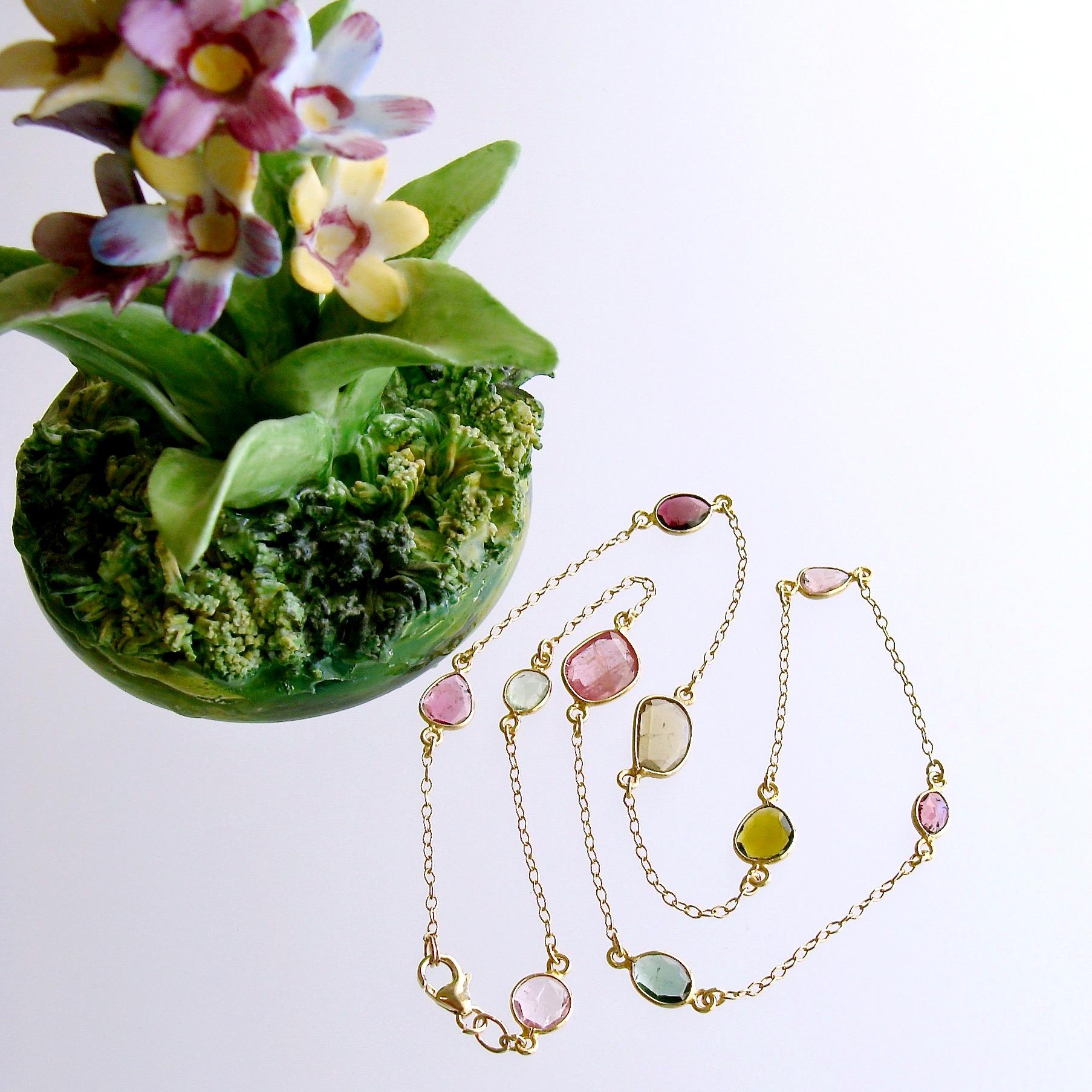 Artisan Tourmaline Stations Necklace, Tess Necklace