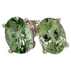 Tourmaline Stud Earrings 14k White Gold 1.59 TCW Certified