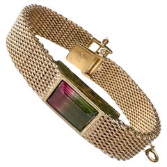 Vintage "Tourmaline Time" Ladies Mesh Wristwatch Conversion Bracelet in 14 Karat Gold