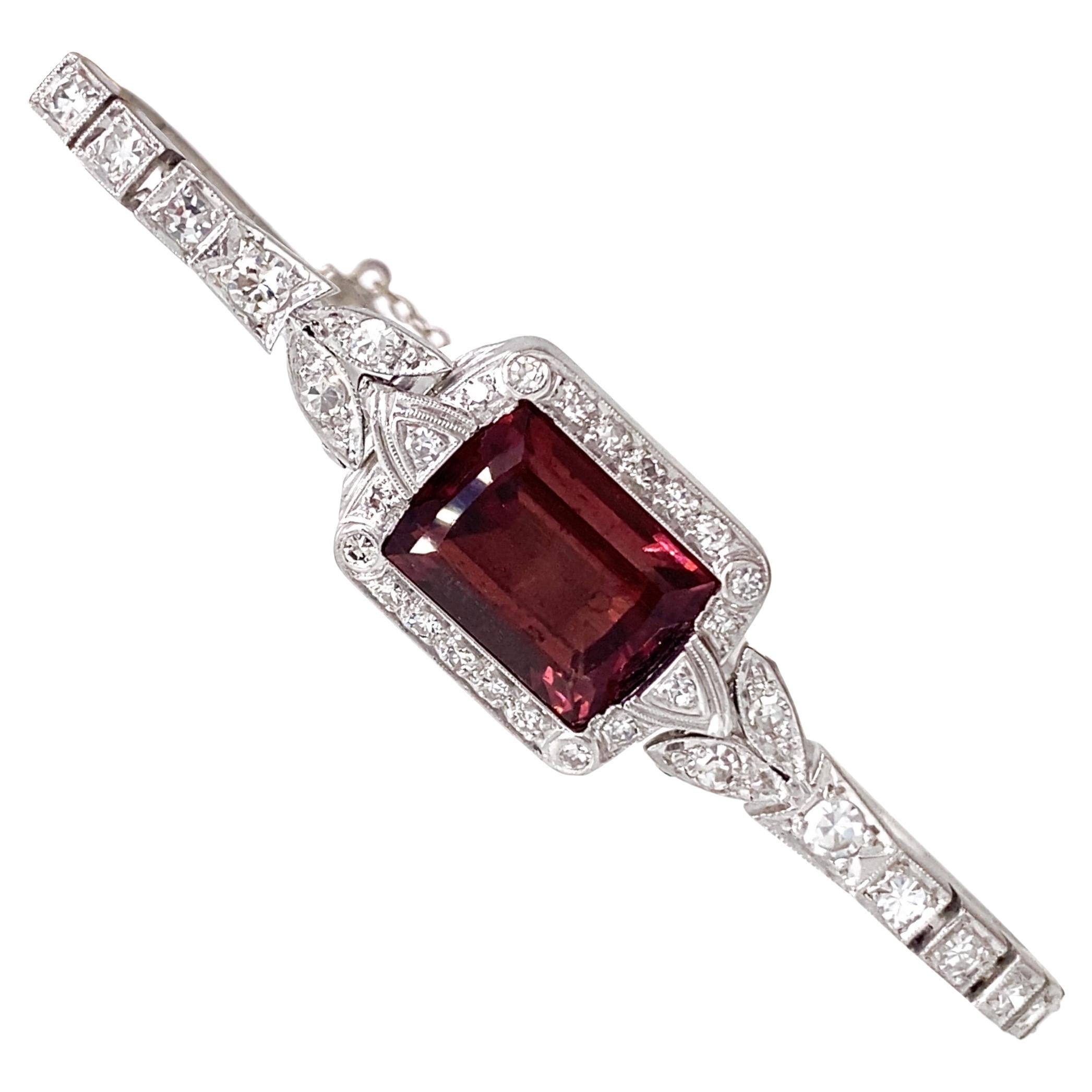 "Tourmaline Time" Vintage Platinum & Diamond Wristwatch Conversion Bracelet For Sale