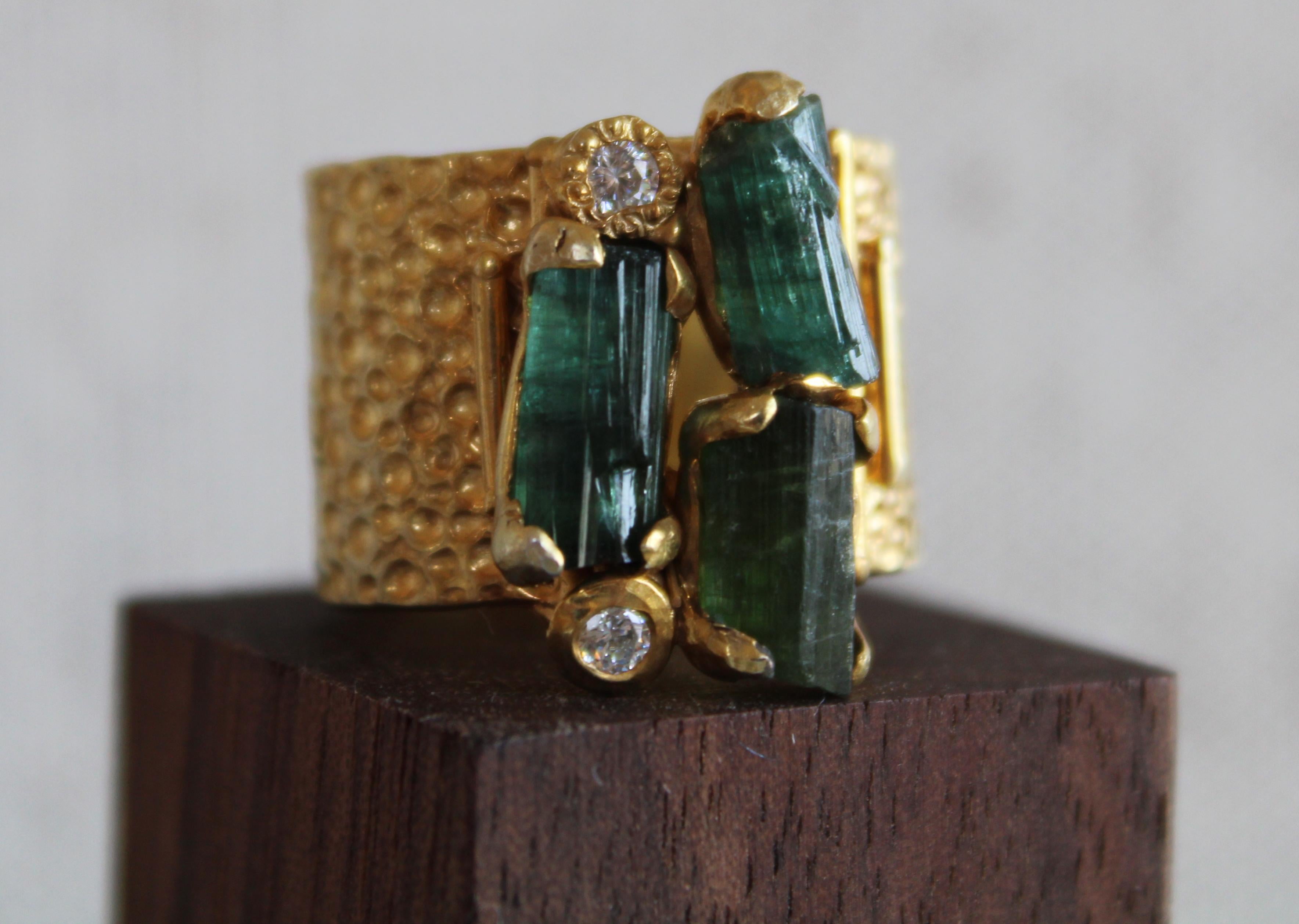 Modern Tourmaline & Topaz Gold Cocktail Ring For Sale