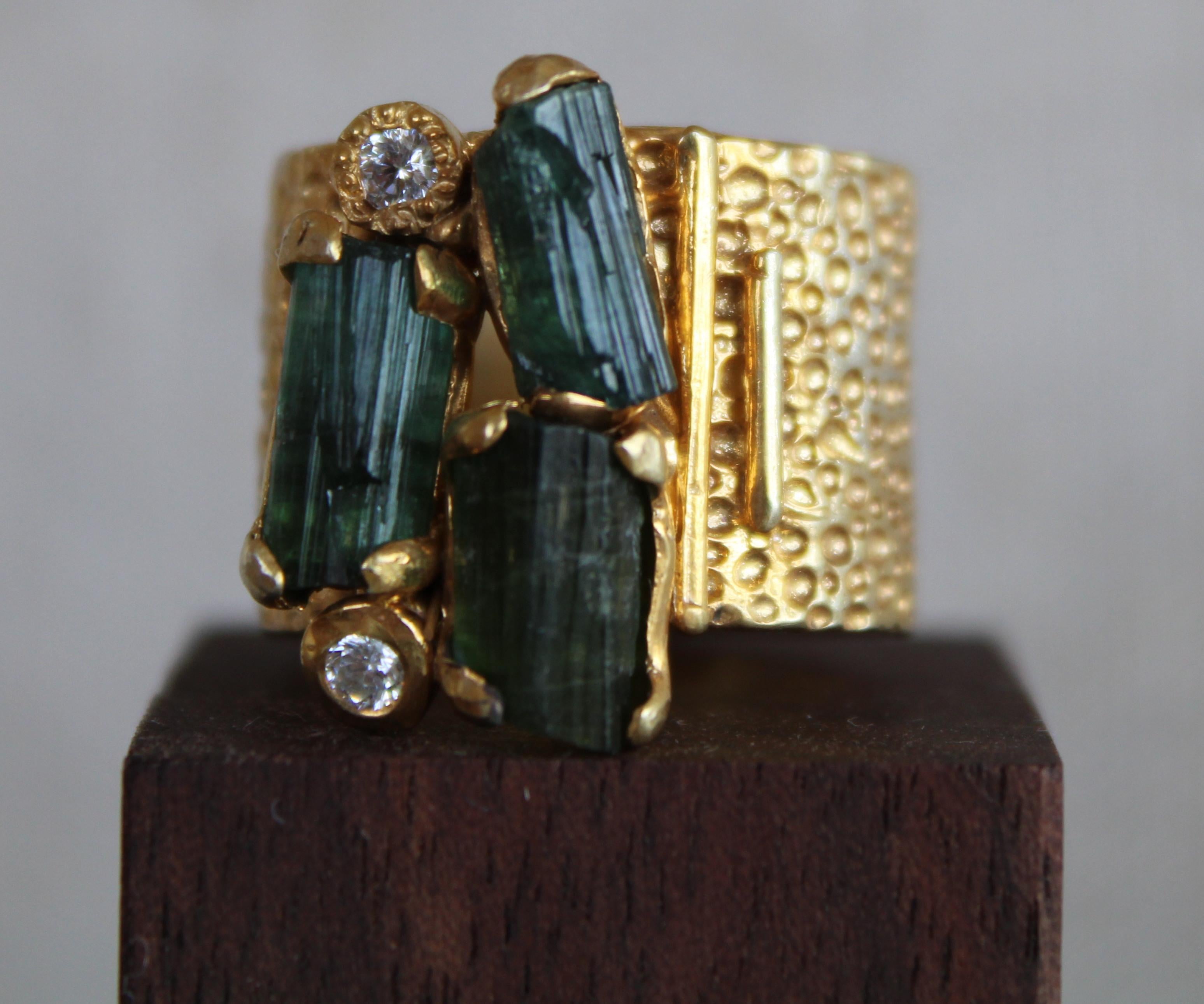 Tourmaline & Topaz Gold Cocktail Ring In New Condition For Sale In Amagansett, NY