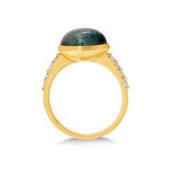 Tourmaline Triplets, 14 Karat Gold 6.5 Carats Cabochon Green Tourmaline Ring