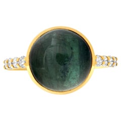 Tourmaline Triplets, 14 Karat Gold 6.5 Carats Cabochon Green Tourmaline Ring