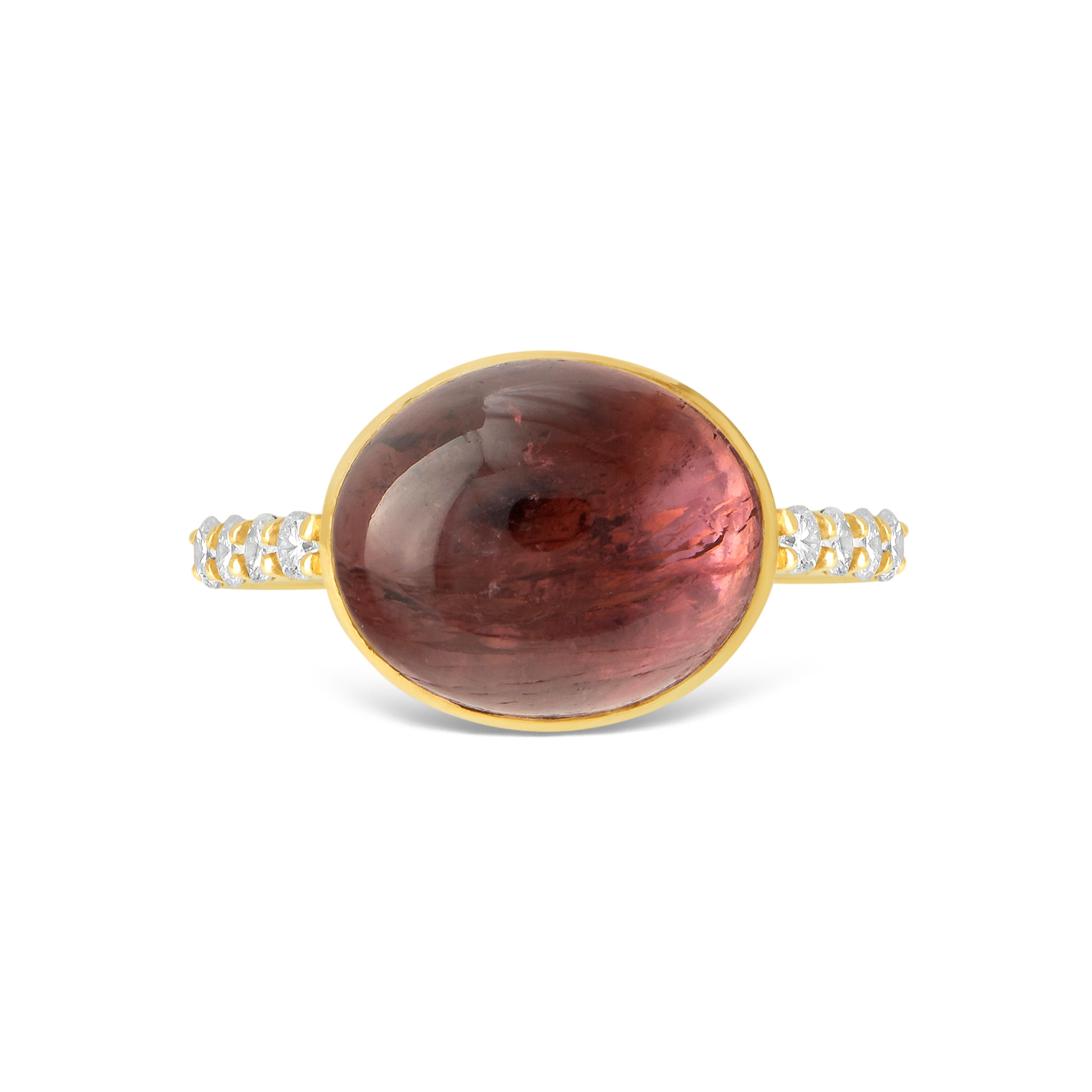 Moderne Tourmaline Triplets Rose Jaune et Vert Cabochon Tourmaline Rings Set en vente
