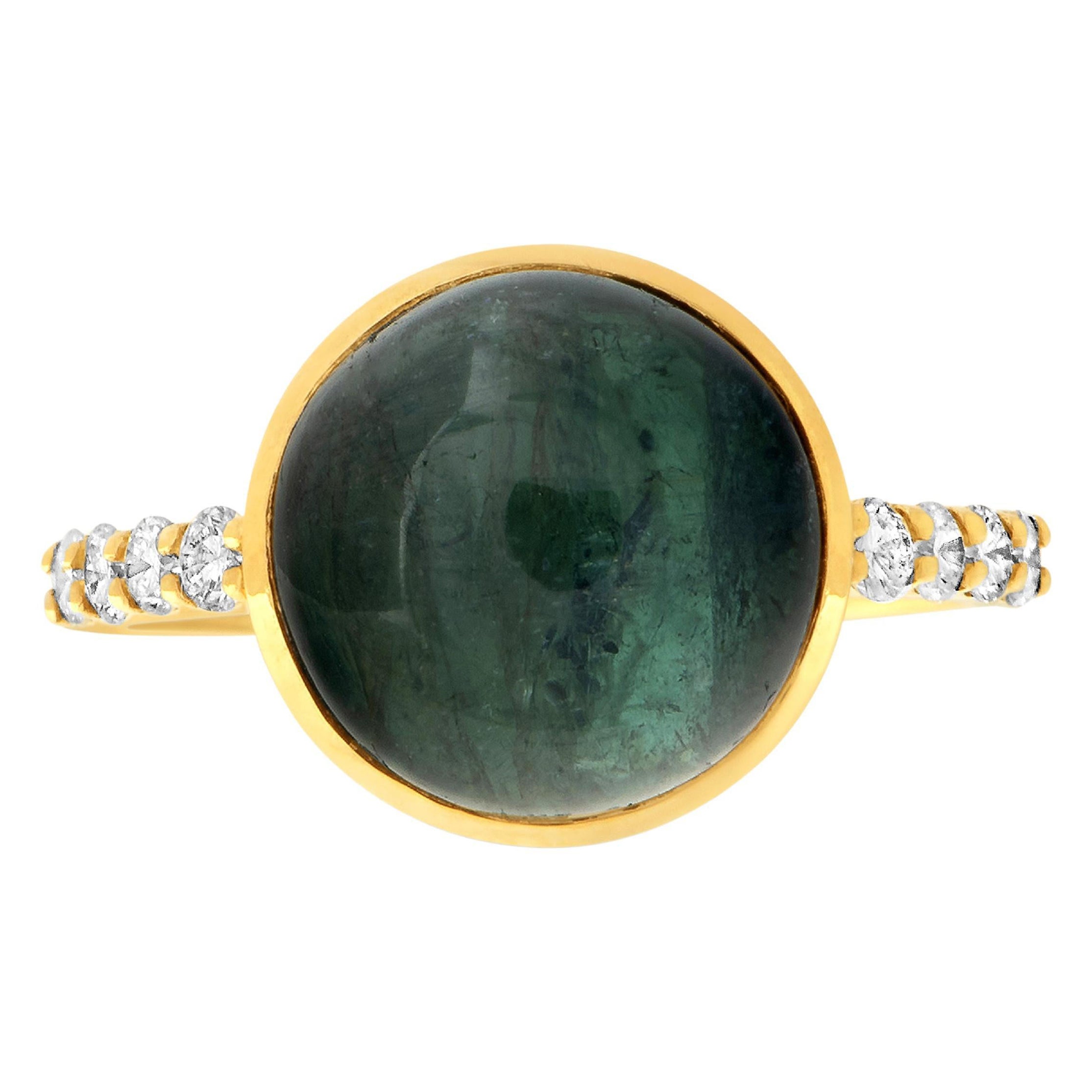 Tourmaline Triplets Rose Jaune et Vert Cabochon Tourmaline Rings Set