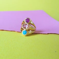 Tourmaline, Turquoise and Garnet Statement Ring