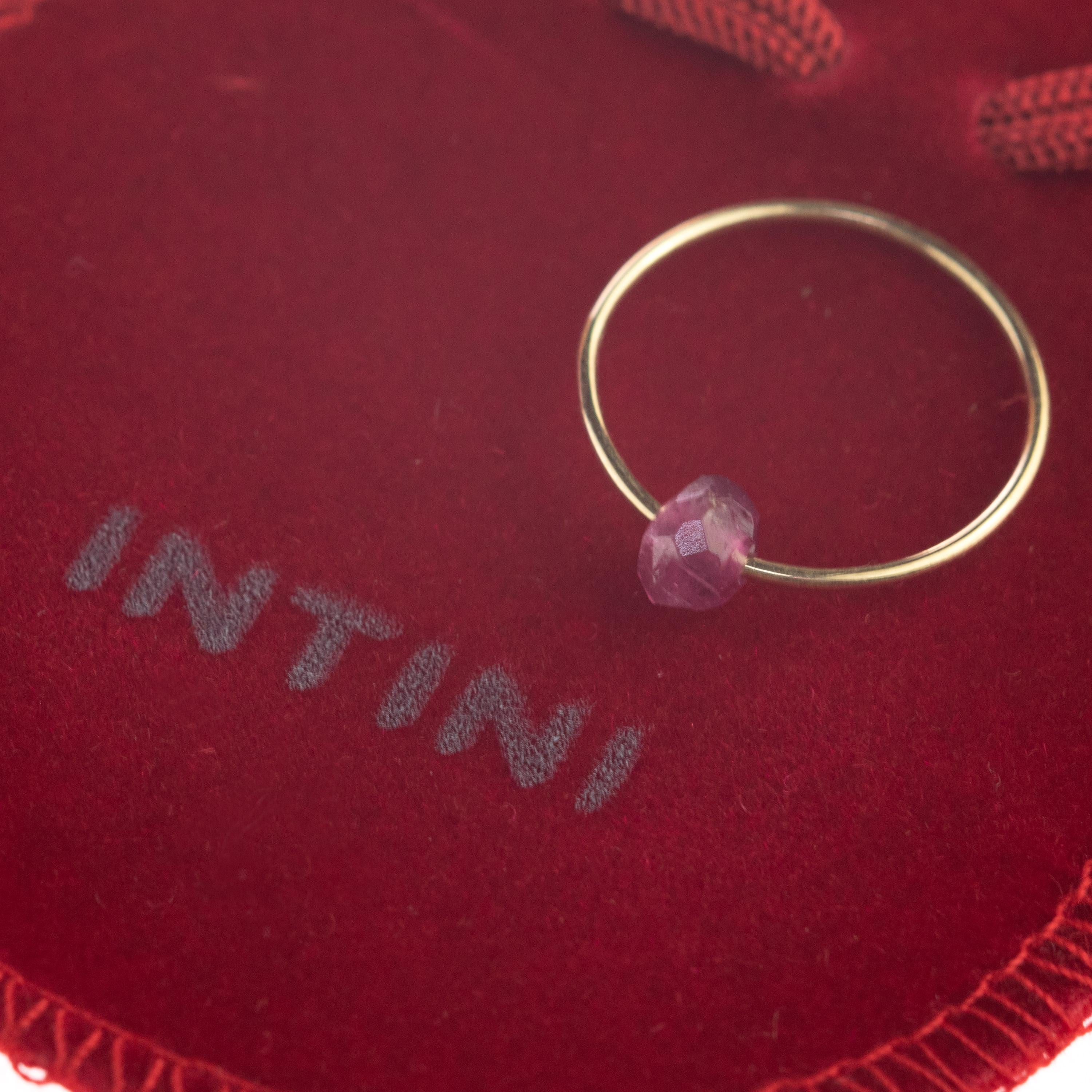 Tourmaline Violet Rondelle Solitaire 9 Karat Gold Planet Venus Boho Ring en venta 2