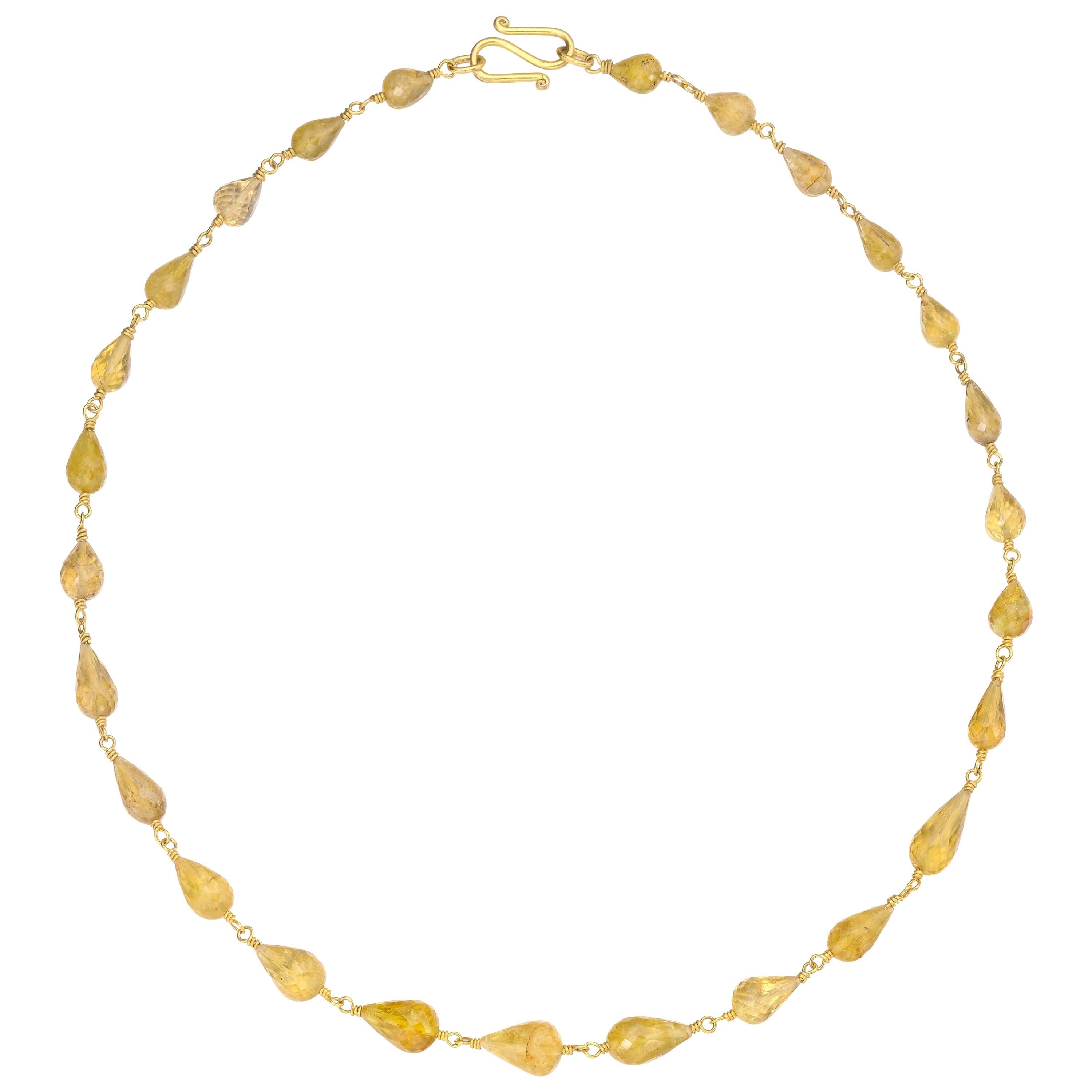 Tourmaline Yellow Gold 22 Karat Gold and 20 Karat Gold Necklace