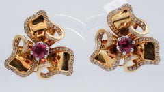 Tourmaline, Diamonds, Pearls, 18 Karat Yellow Gold Parure