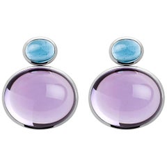 Tourmalines and Amethysts White Gold Earrings