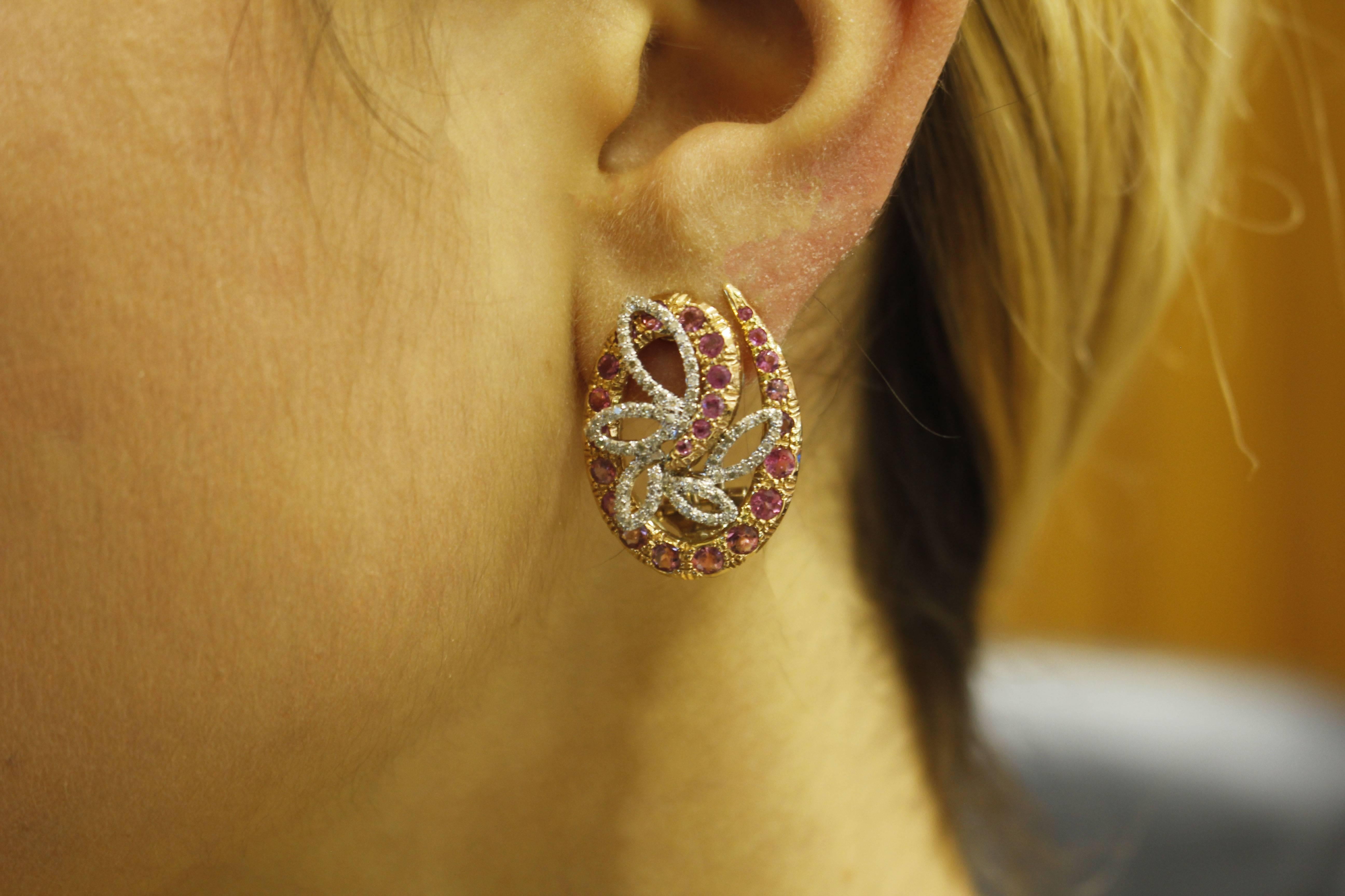 Women's Tourmalines Diamonds Rose Gold Earrings For Sale