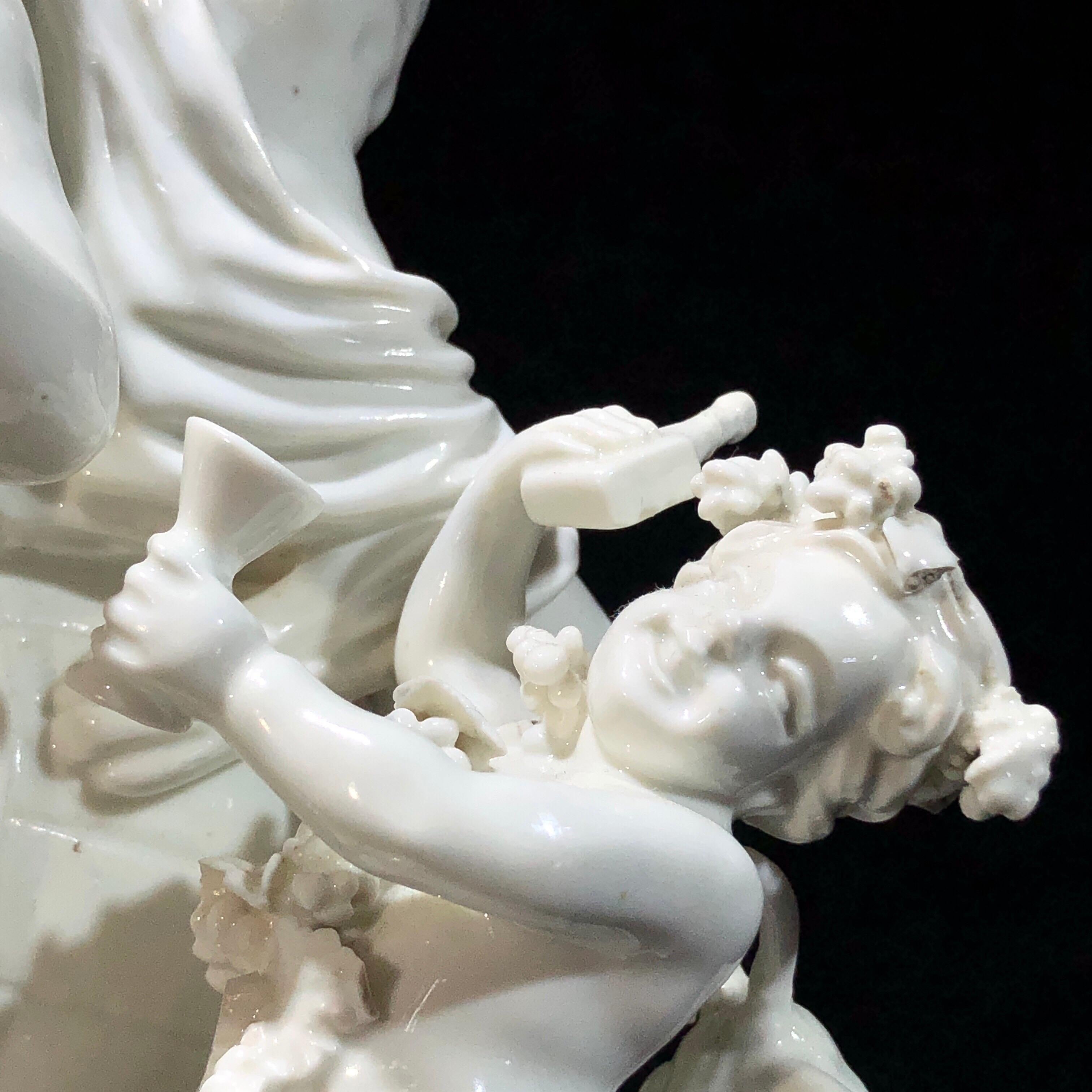 Porcelain Tournai ‘Bacchus’ Figure Group, Multi-Figures and a Large Barrel, Tournai For Sale