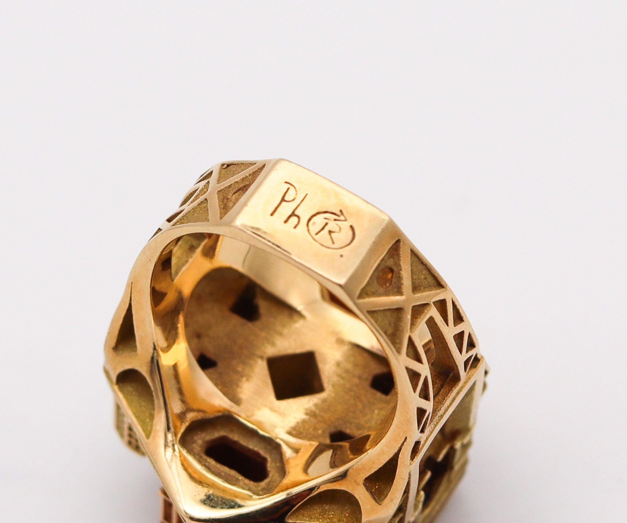  TOURNAIRE Architectural Paris Buildings Modèle Cocktail Ring In 18Kt Yellow Gold Pour femmes 