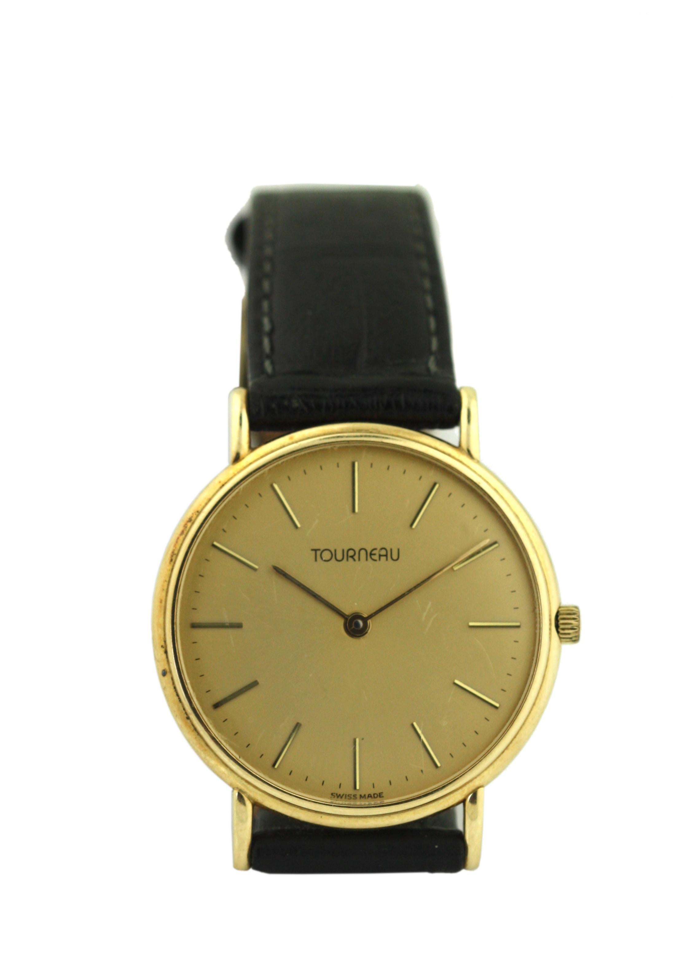 Reloj de vestir Tourneau de oro amarillo de 14 quilates en venta 6