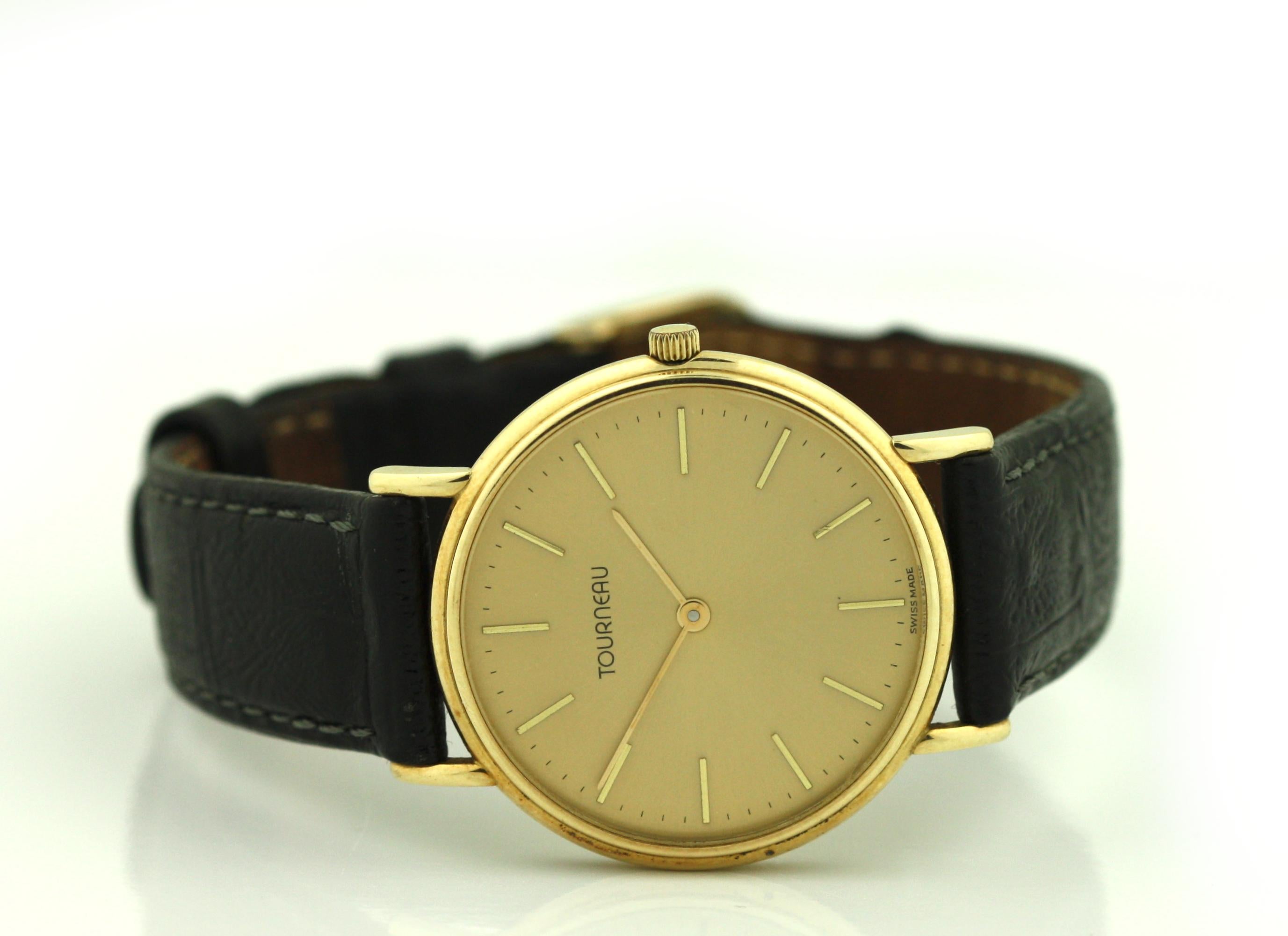 Reloj de vestir Tourneau de oro amarillo de 14 quilates en venta 1