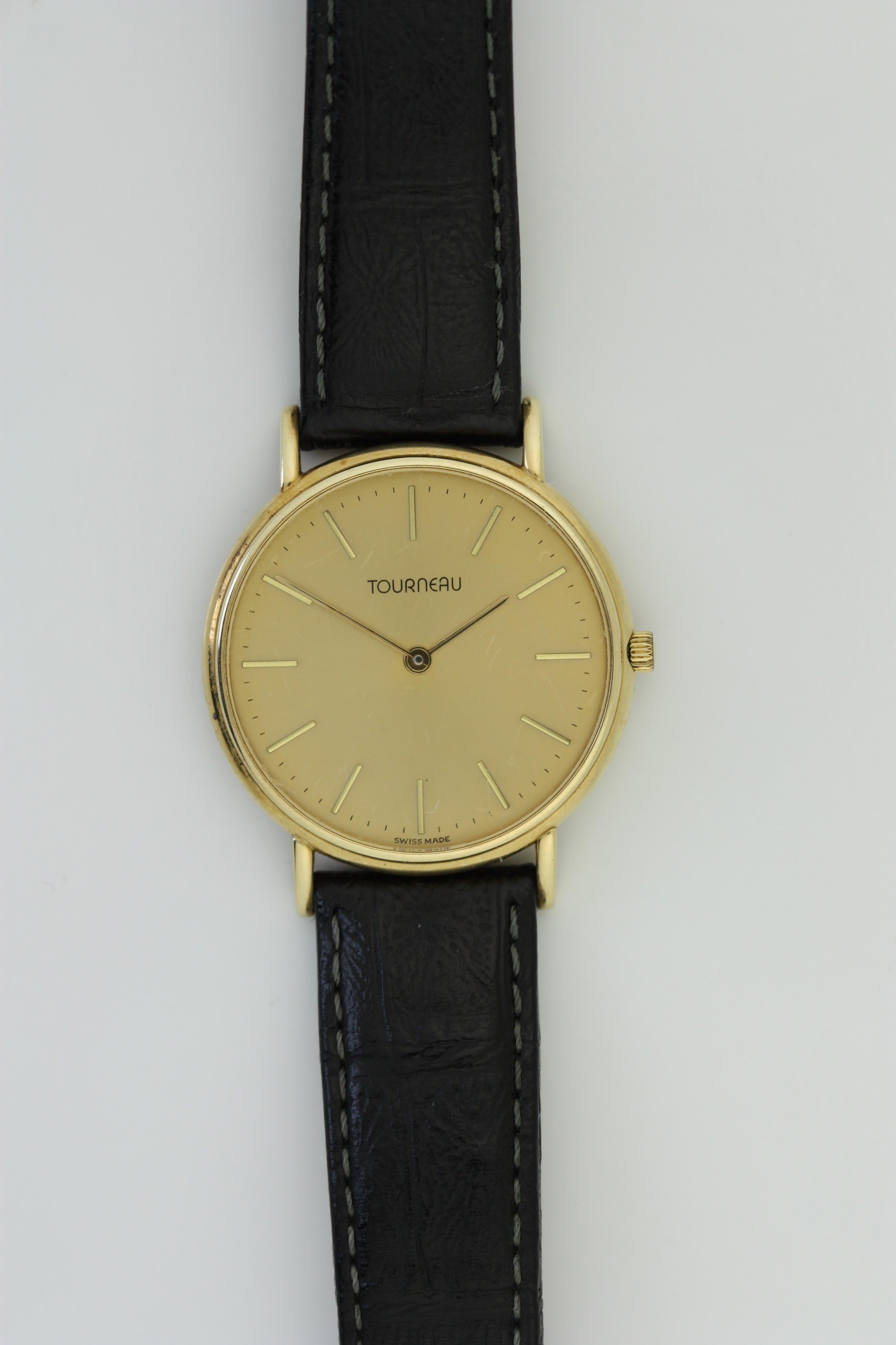 Reloj de vestir Tourneau de oro amarillo de 14 quilates en venta 3