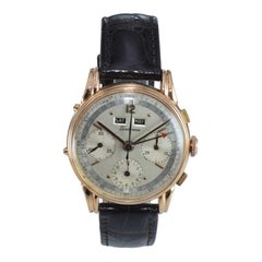 Tourneau 18 Karat Gold Art Deco Triple Date Valjoux Chronograph, circa 1940s